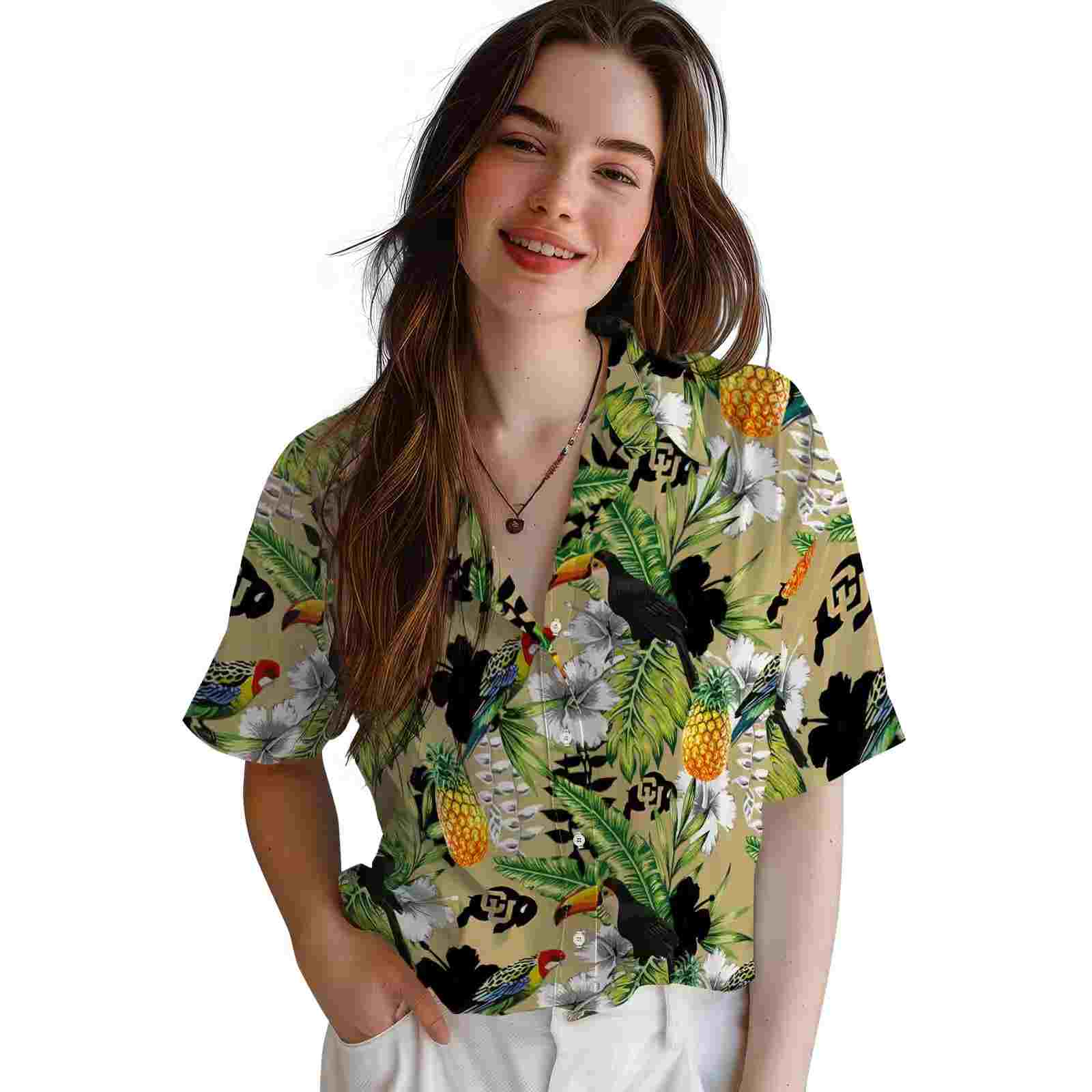 customized colorado buffaloes tropical toucan gold green hawaiian shirt latest model