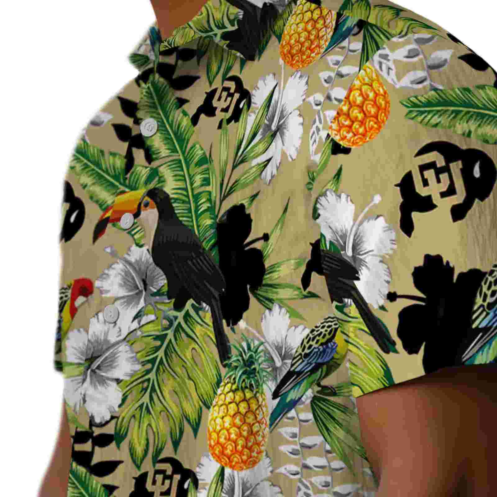 customized colorado buffaloes tropical toucan gold green hawaiian shirt trendy