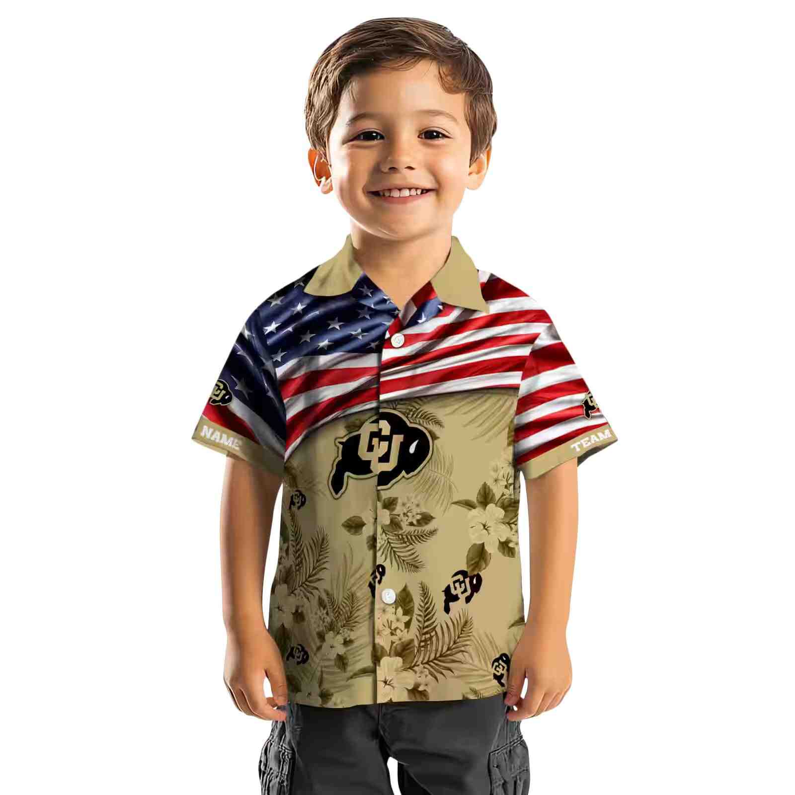 customized colorado buffaloes us flag hibiscus gold hawaiian shirt top rated