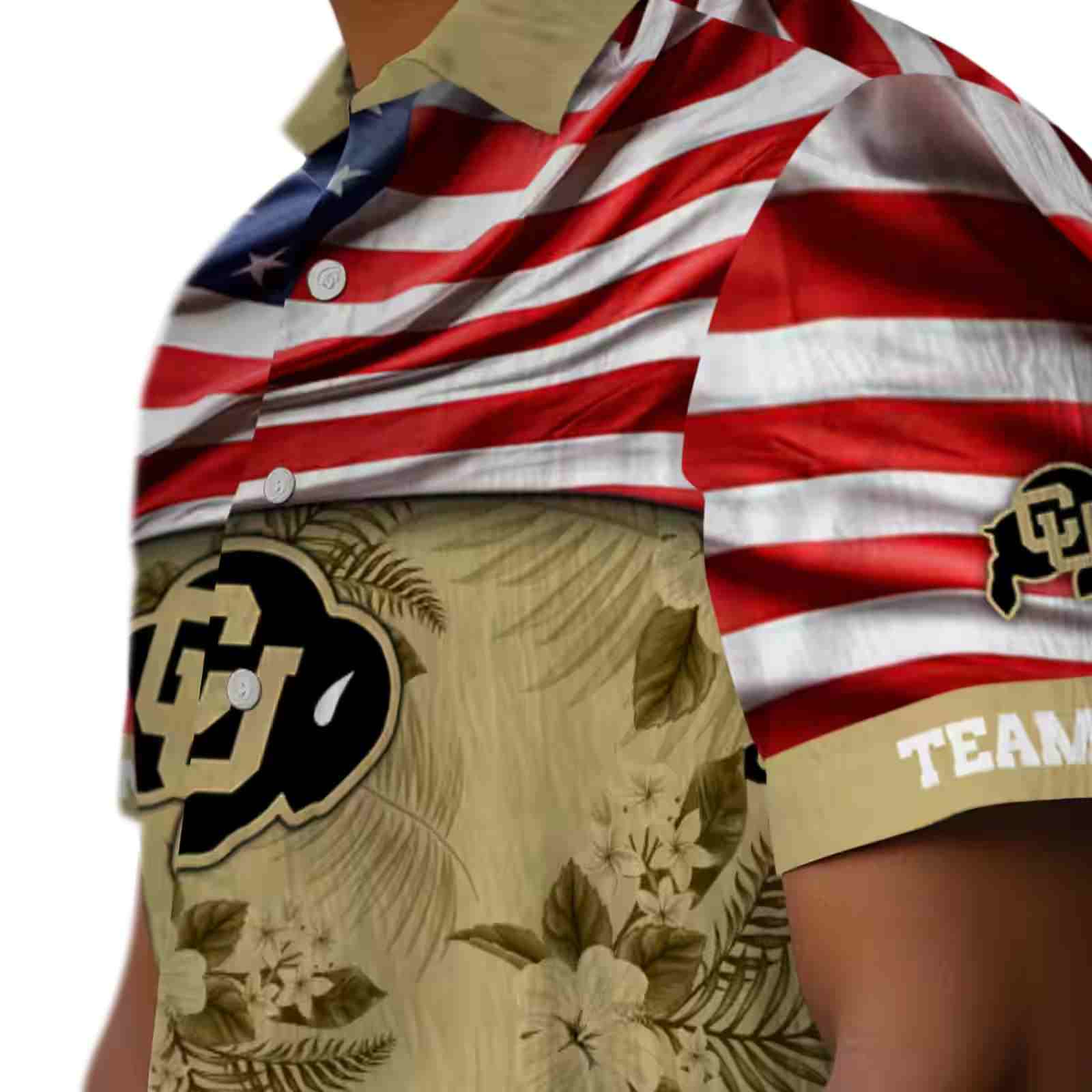 customized colorado buffaloes us flag hibiscus gold hawaiian shirt trendy