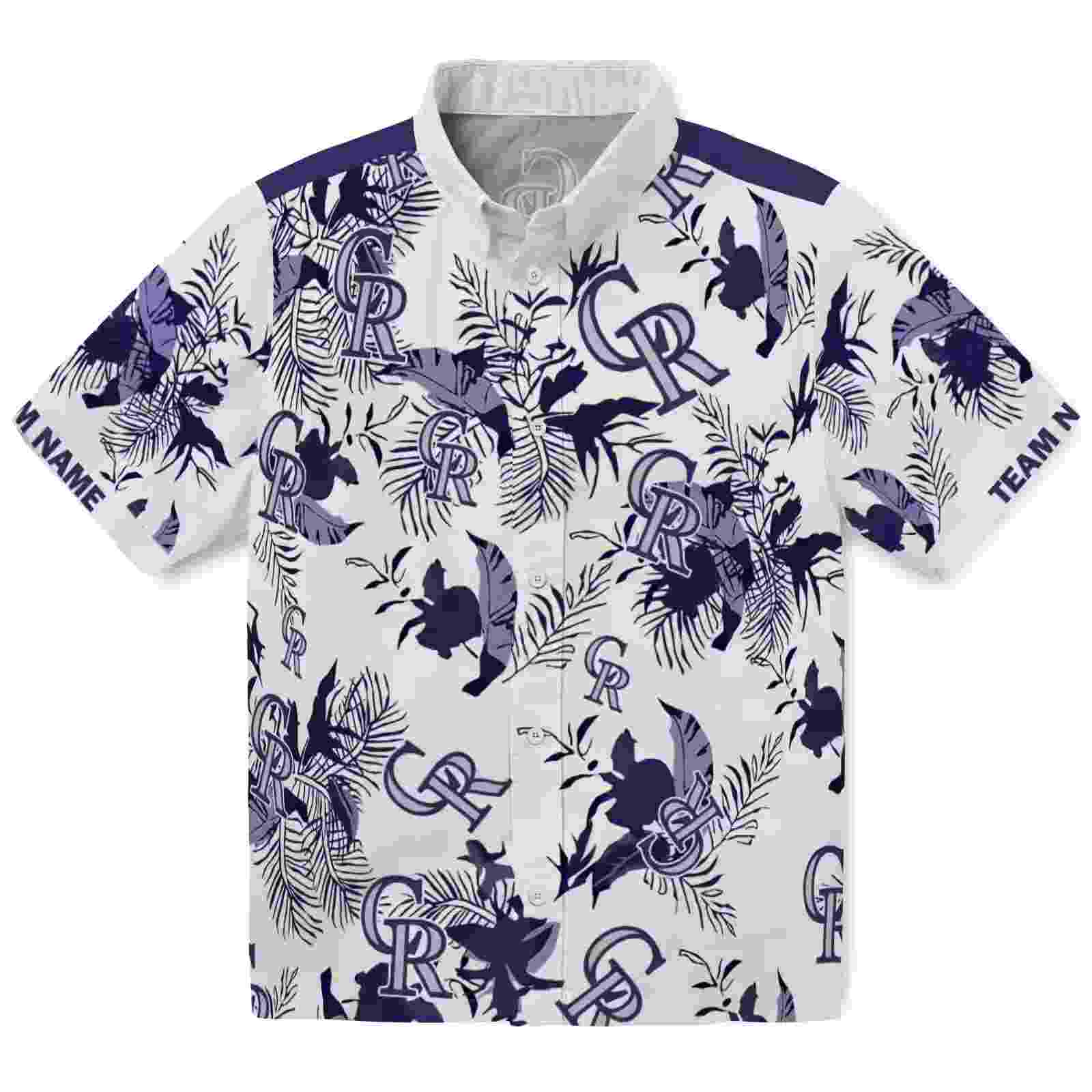 Customized Colorado Rockies Botanical Theme Blue White Hawaiian Shirt