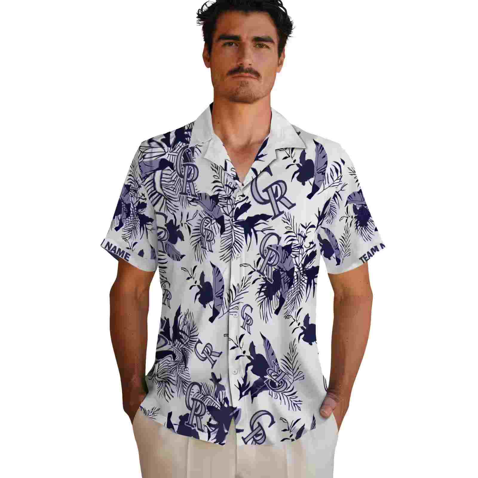 customized colorado rockies botanical theme blue white hawaiian shirt fashion forward