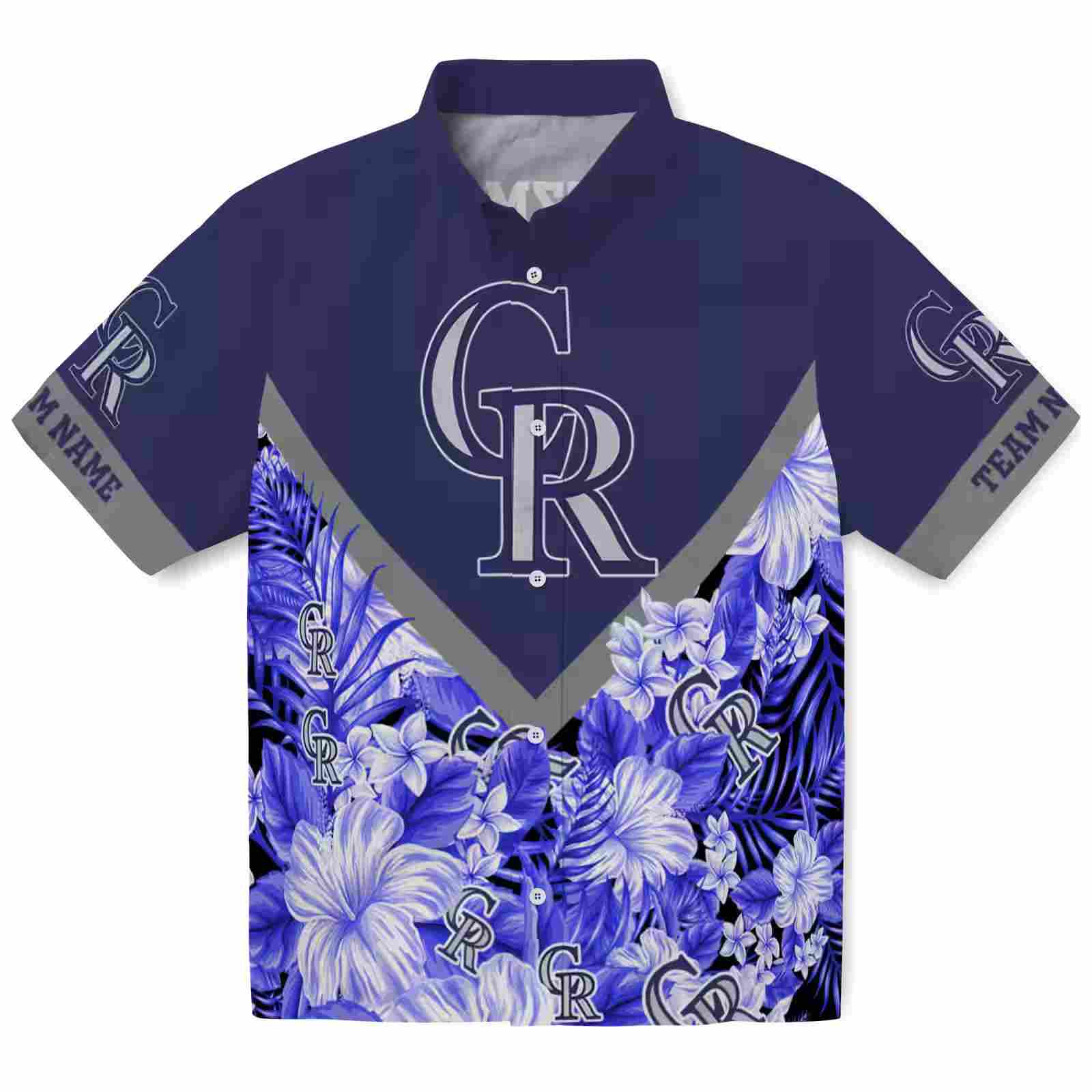 Customized Colorado Rockies Floral Chevron Blue Hawaiian Shirt