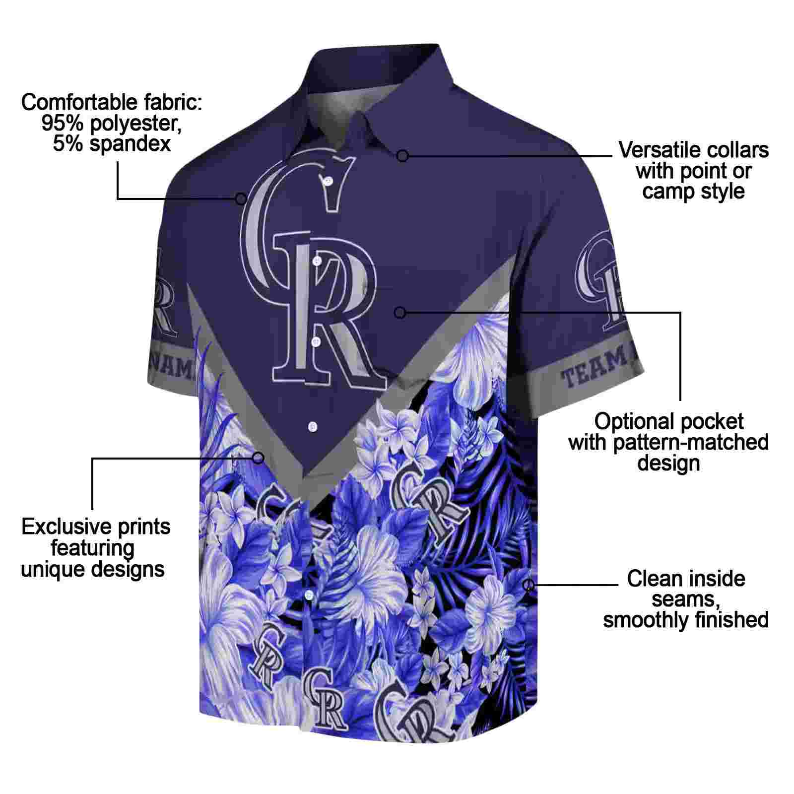 customized colorado rockies floral chevron blue hawaiian shirt new arrival