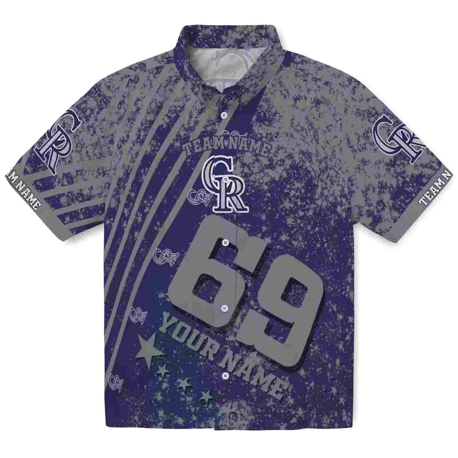 Customized Colorado Rockies Star Stripes Blue Hawaiian Shirt