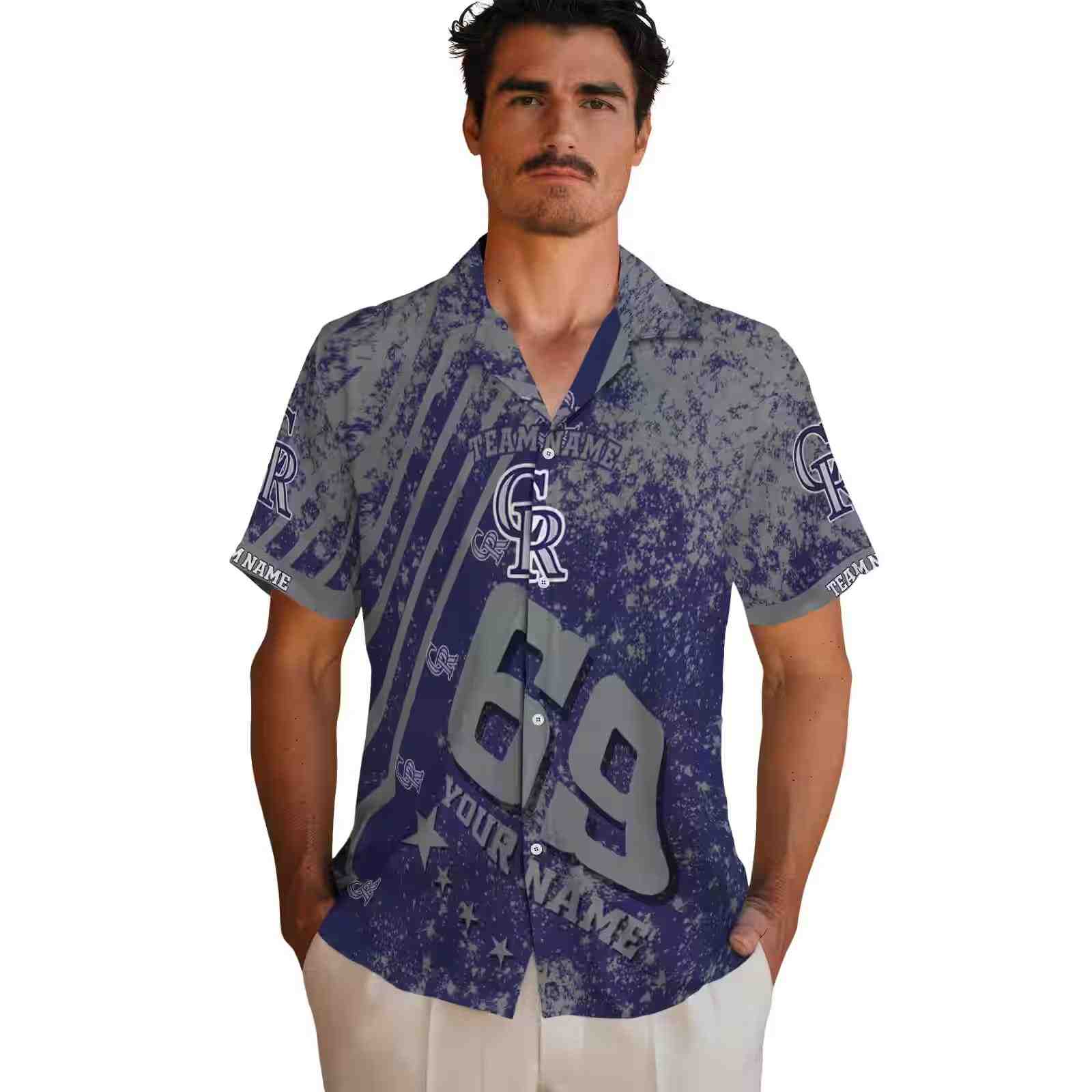 customized colorado rockies star stripes blue hawaiian shirt fashion forward