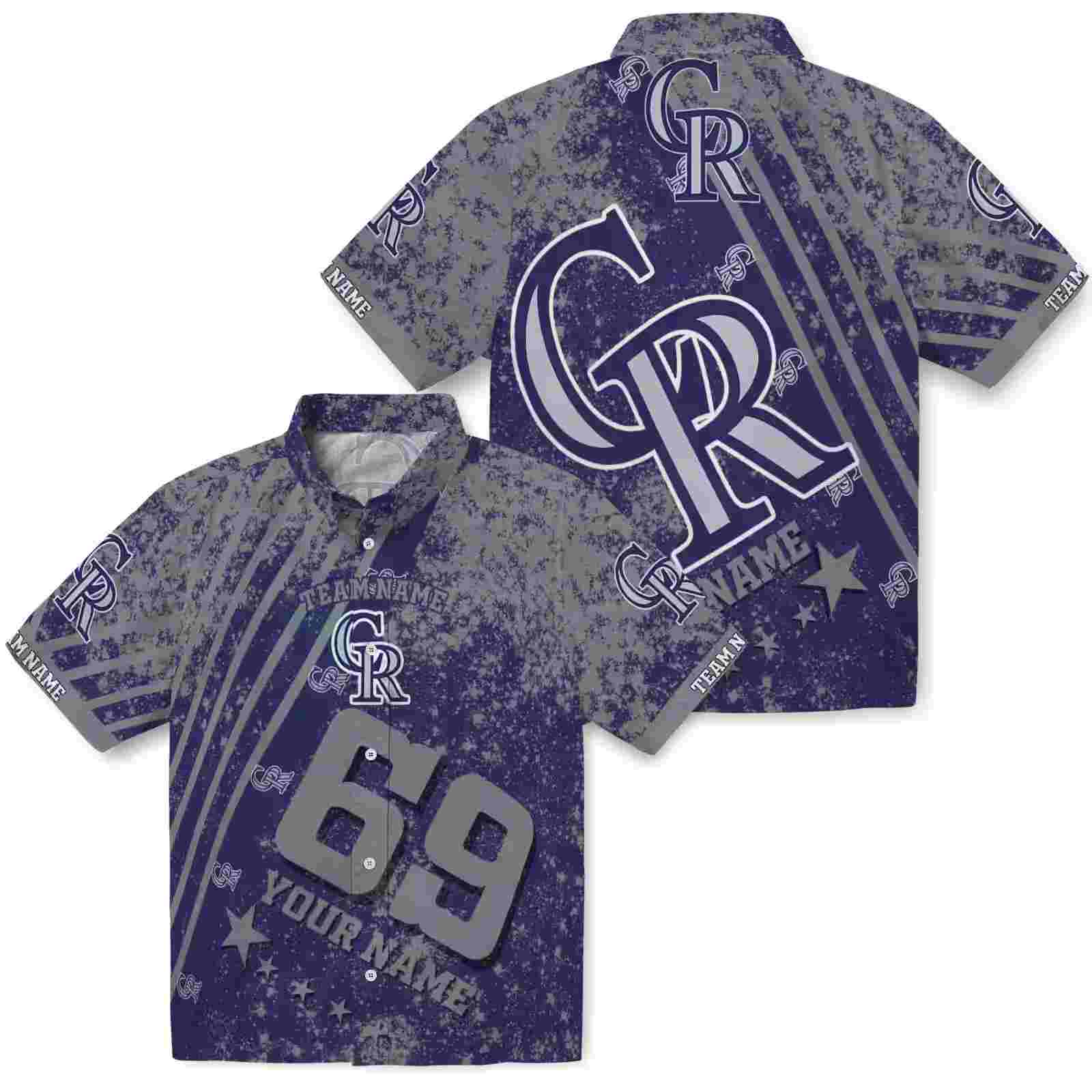 customized colorado rockies star stripes blue hawaiian shirt high quality