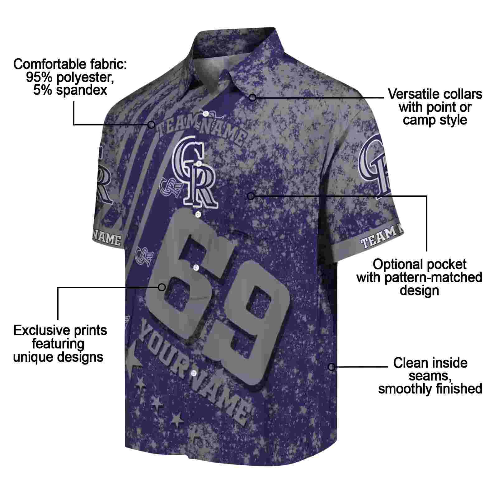 customized colorado rockies star stripes blue hawaiian shirt new arrival