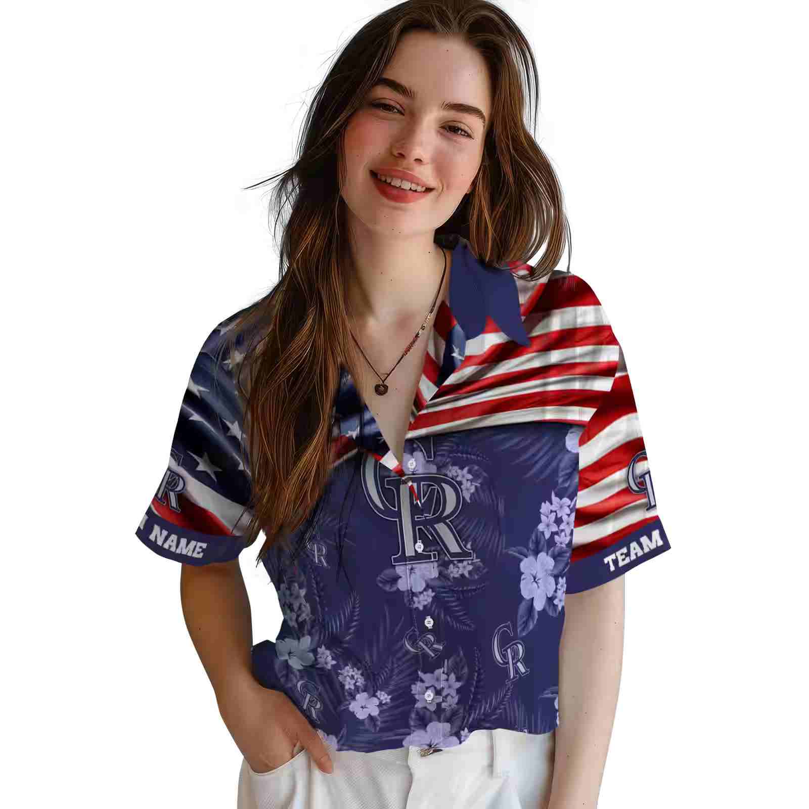 customized colorado rockies us flag hibiscus blue hawaiian shirt latest model