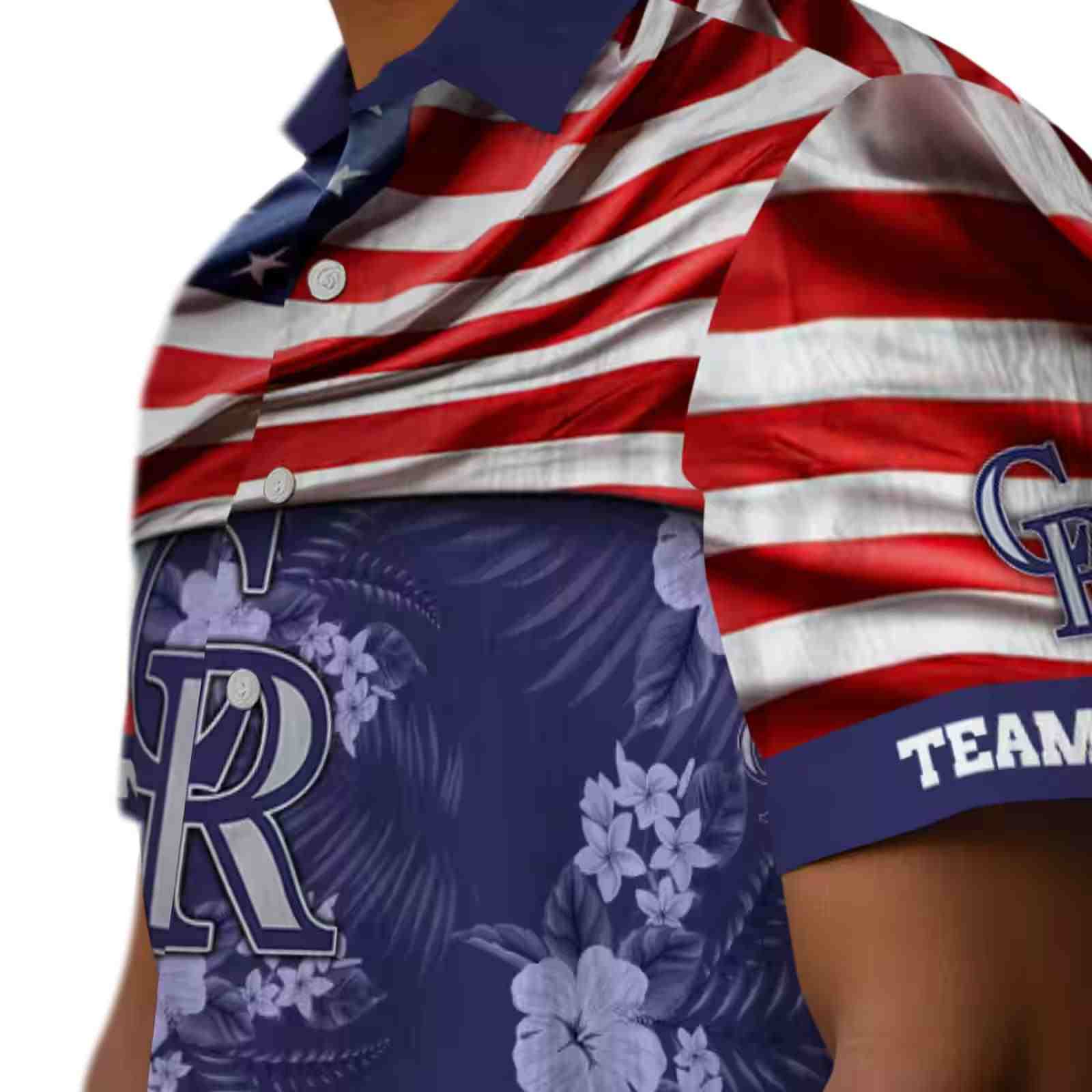 customized colorado rockies us flag hibiscus blue hawaiian shirt trendy