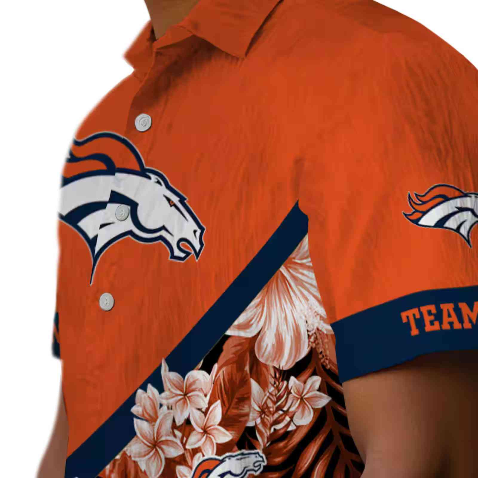 customized denver broncos floral chevron orange hawaiian shirt trendy