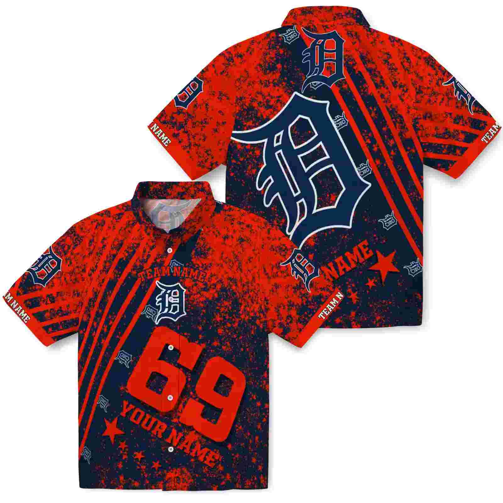 customized detroit tigers star stripes navy hawaiian shirt high quality