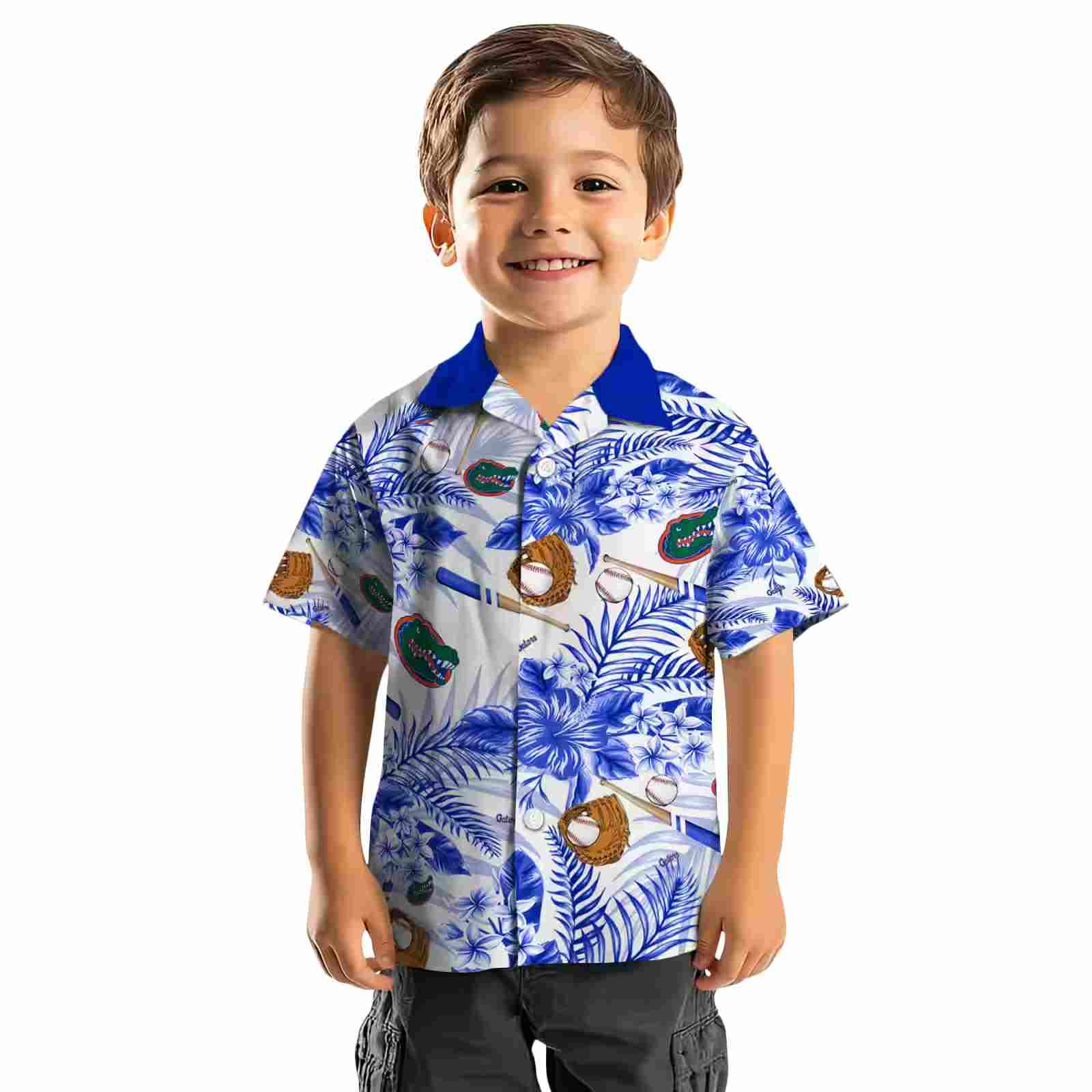 customized florida gators floral baseball blue white hawaiian shirt top rated