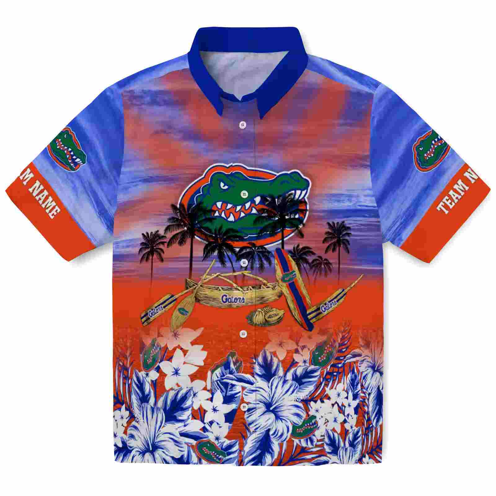 Customized Florida Gators Tropical Canoe Blue Hawaiian Shirt