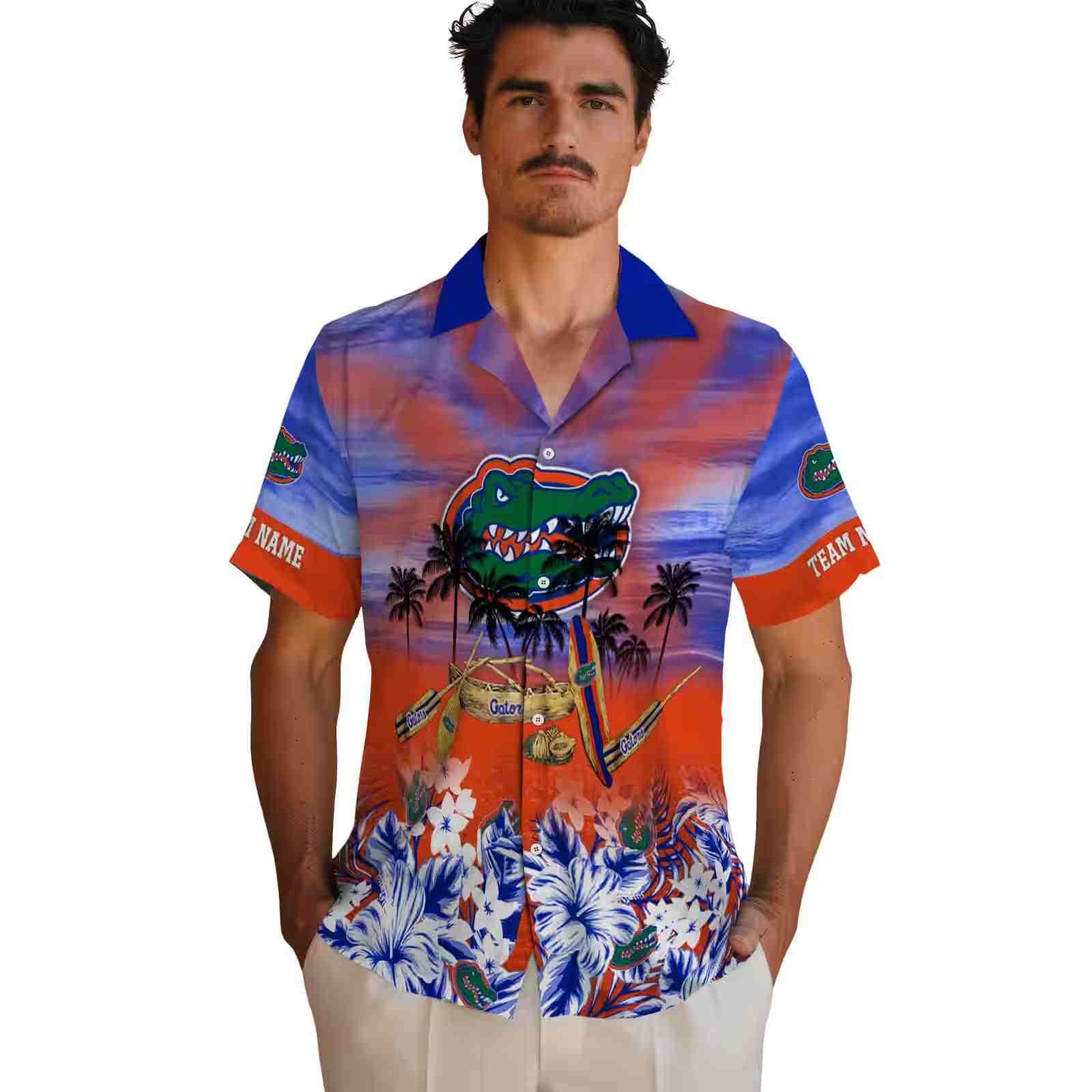 customized florida gators tropical canoe blue hawaiian shirt fashion forward