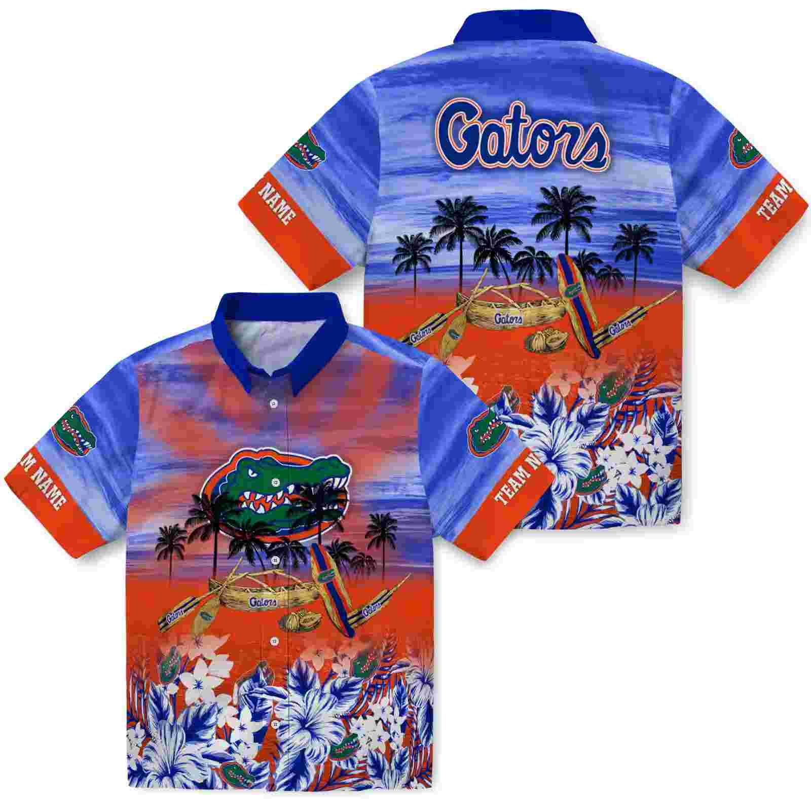 customized florida gators tropical canoe blue hawaiian shirt high quality