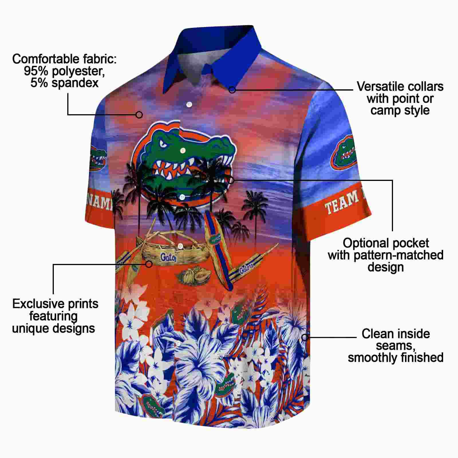 customized florida gators tropical canoe blue hawaiian shirt new arrival