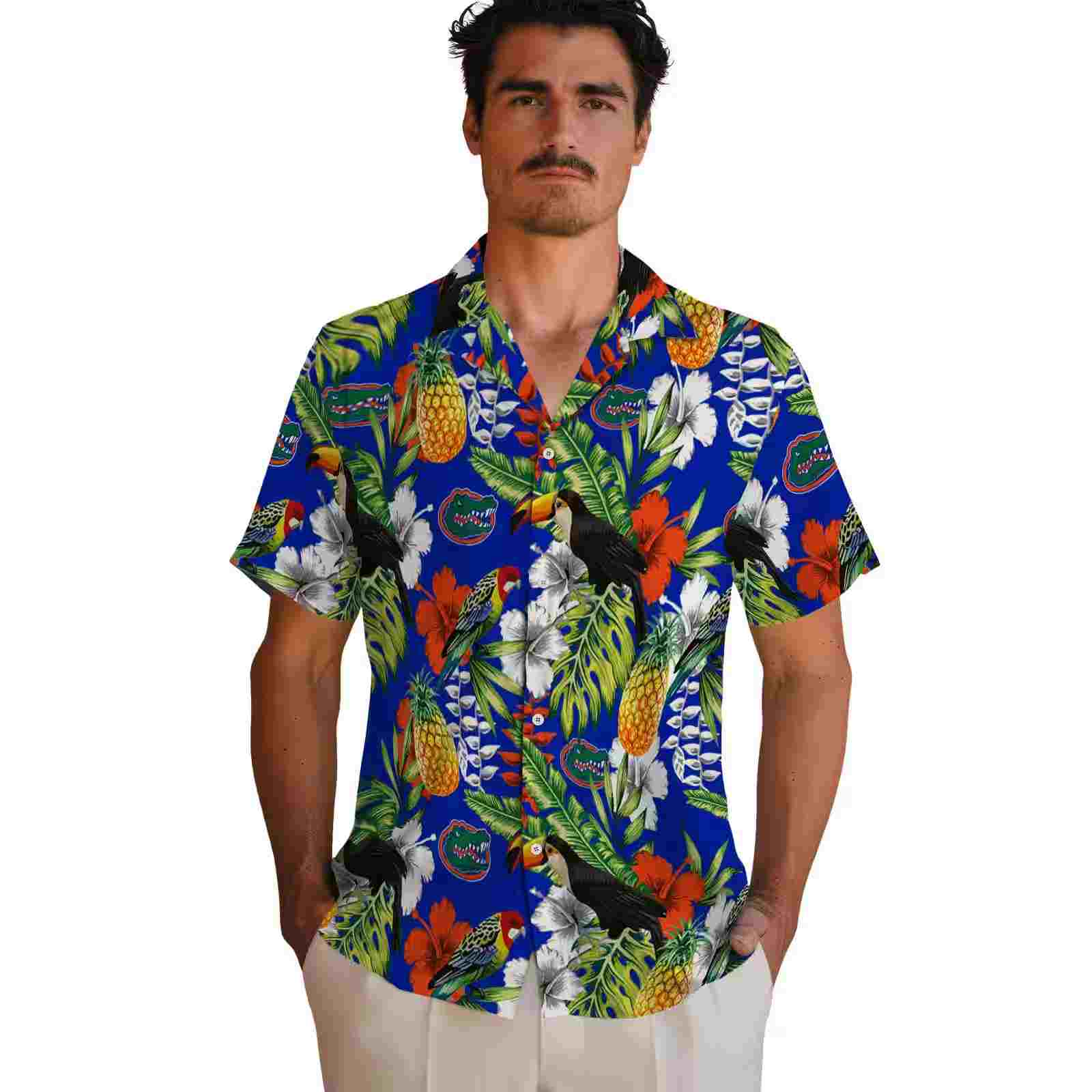 customized florida gators tropical toucan blue green hawaiian shirt fashion forward