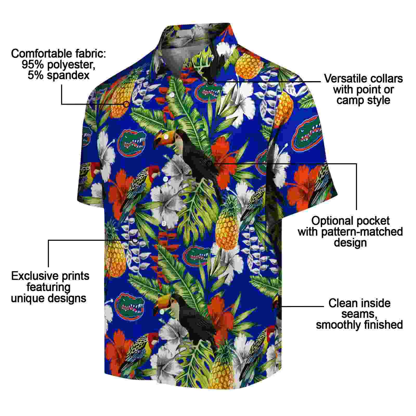 customized florida gators tropical toucan blue green hawaiian shirt new arrival