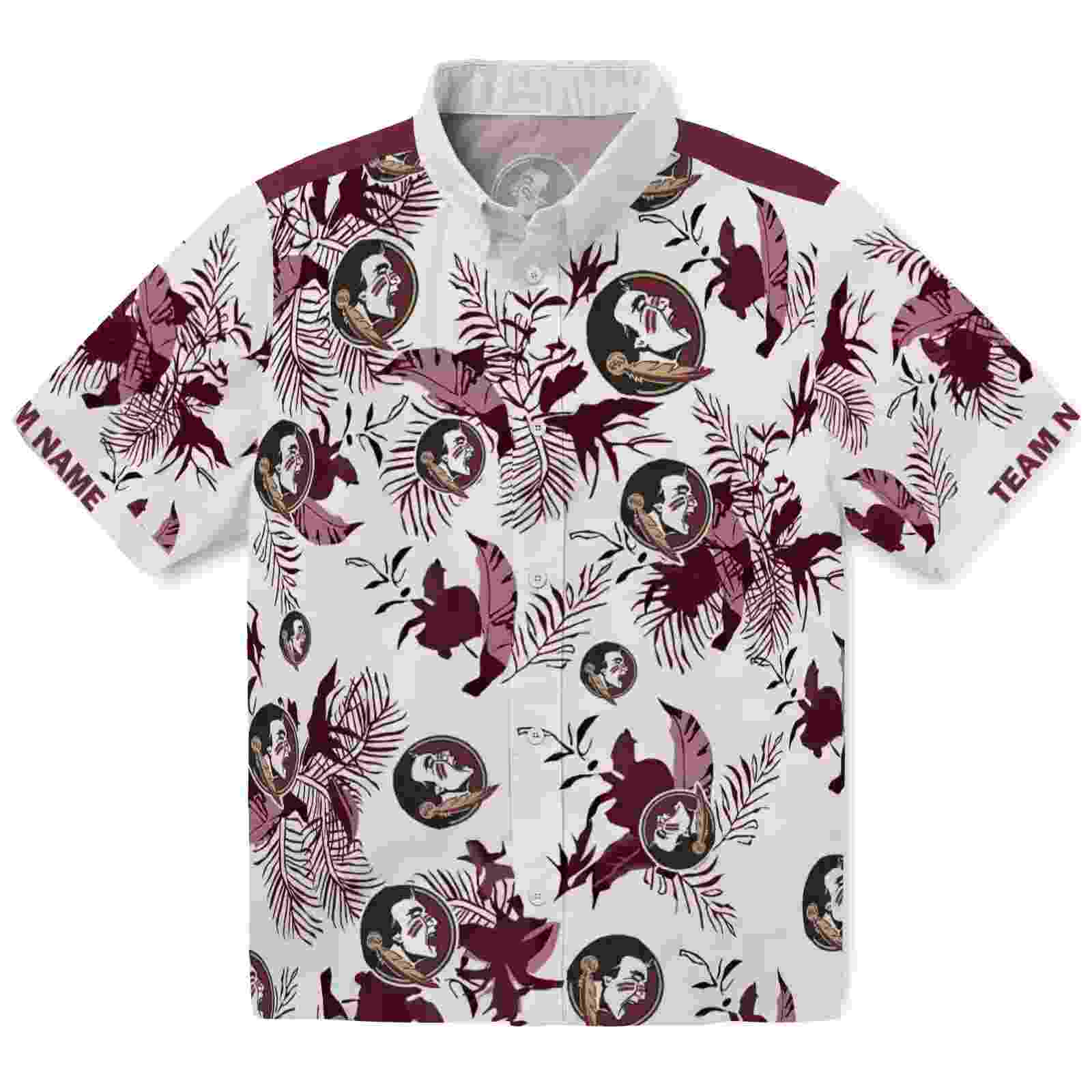 Customized Florida State Seminoles Botanical Theme Garnet White Hawaiian Shirt