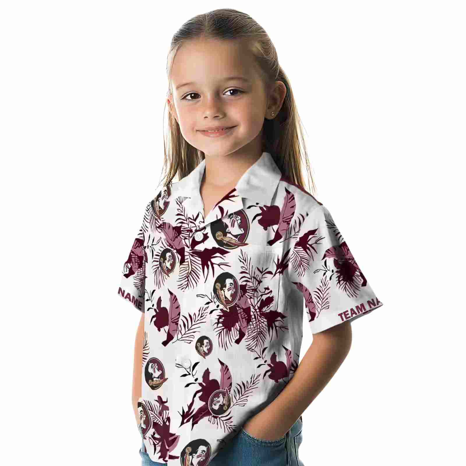 customized florida state seminoles botanical theme garnet white hawaiian shirt premium grade