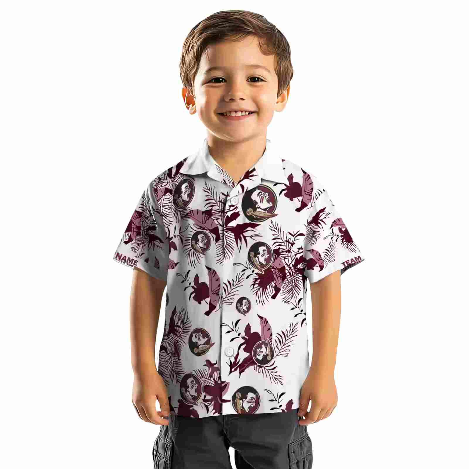 customized florida state seminoles botanical theme garnet white hawaiian shirt top rated