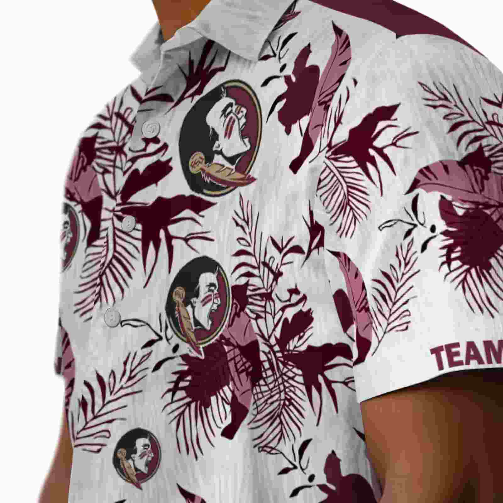 customized florida state seminoles botanical theme garnet white hawaiian shirt trendy