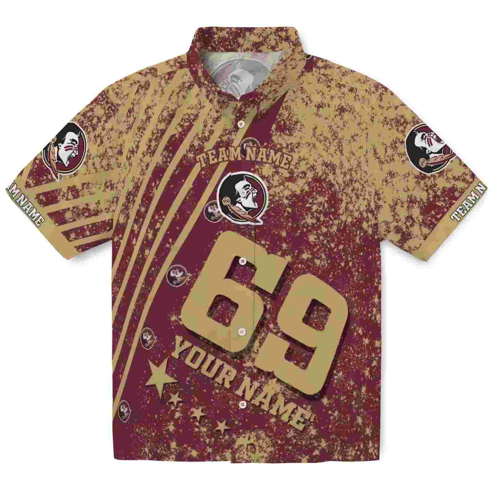 Customized Florida State Seminoles Star Stripes Garnet Hawaiian Shirt