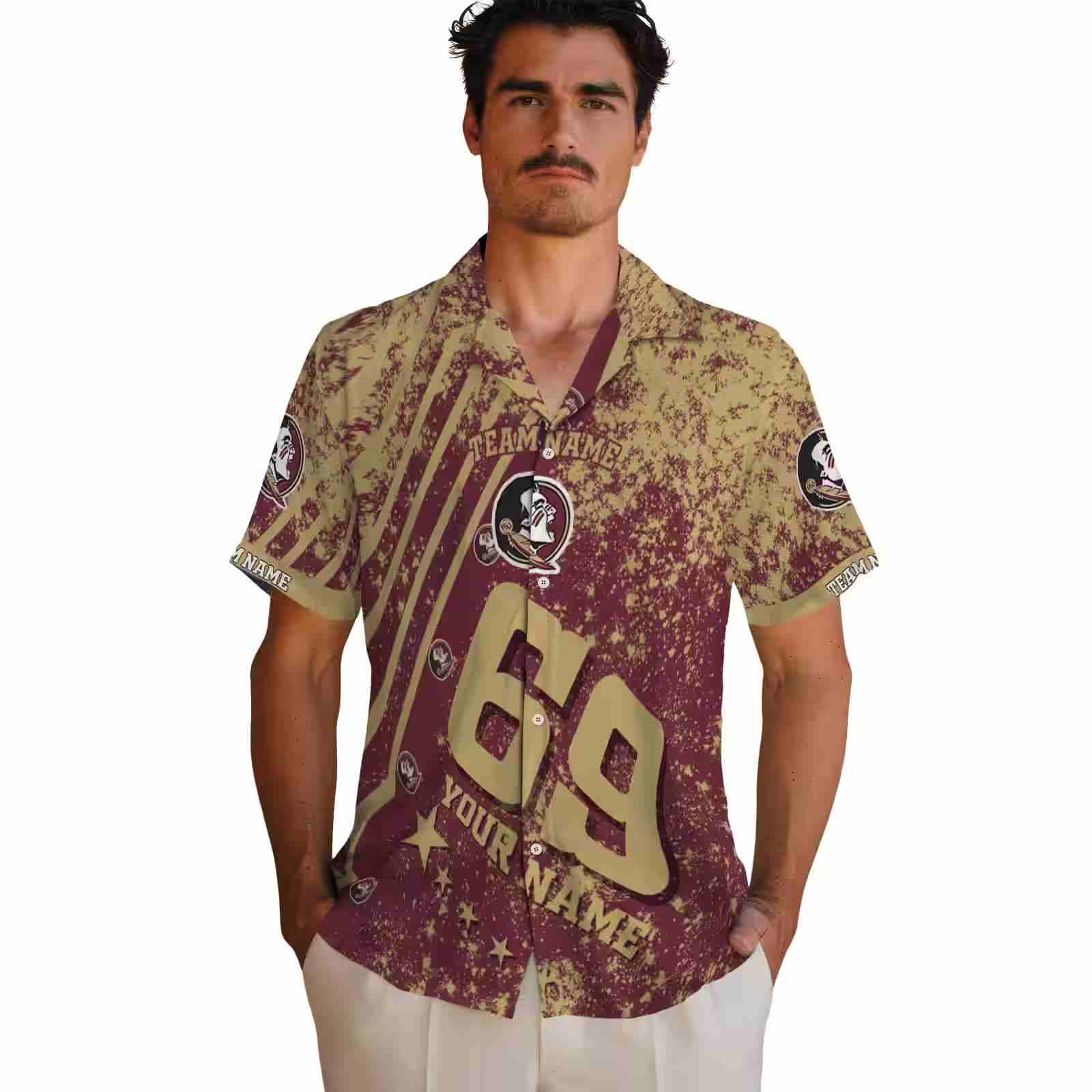 customized florida state seminoles star stripes garnet hawaiian shirt fashion forward