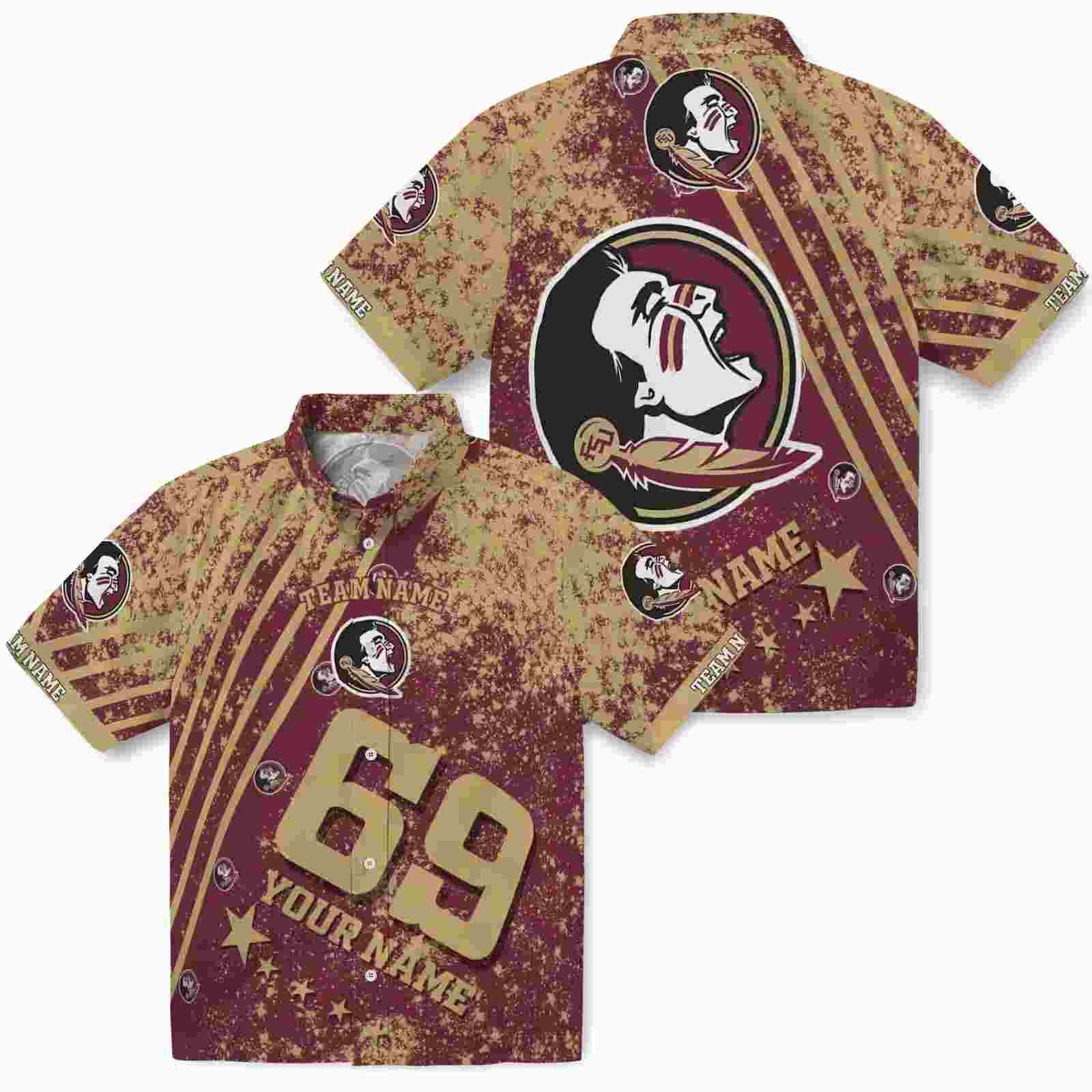 customized florida state seminoles star stripes garnet hawaiian shirt high quality