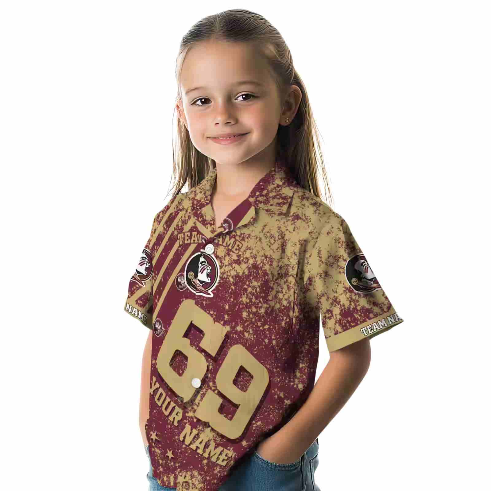 customized florida state seminoles star stripes garnet hawaiian shirt premium grade