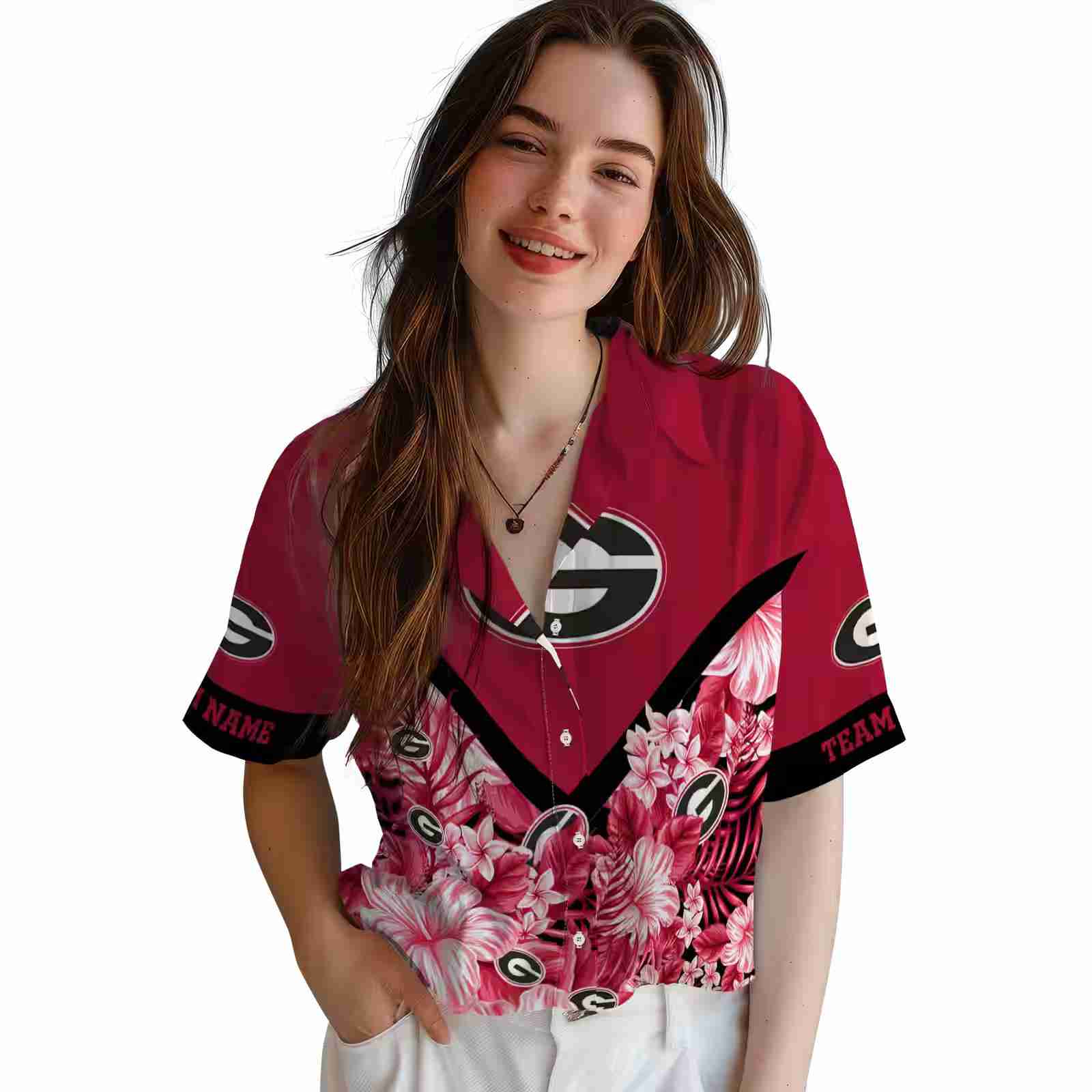 customized georgia bulldogs floral chevron red hawaiian shirt latest model