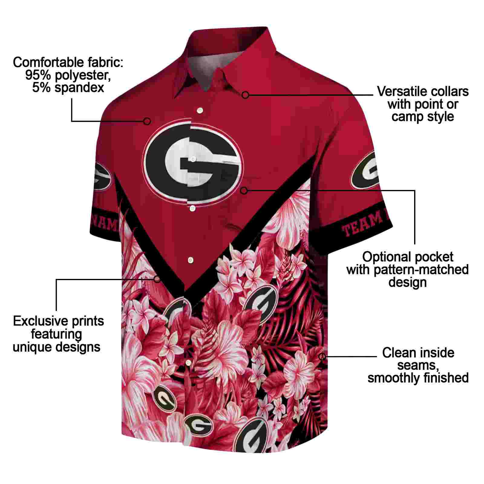 customized georgia bulldogs floral chevron red hawaiian shirt new arrival