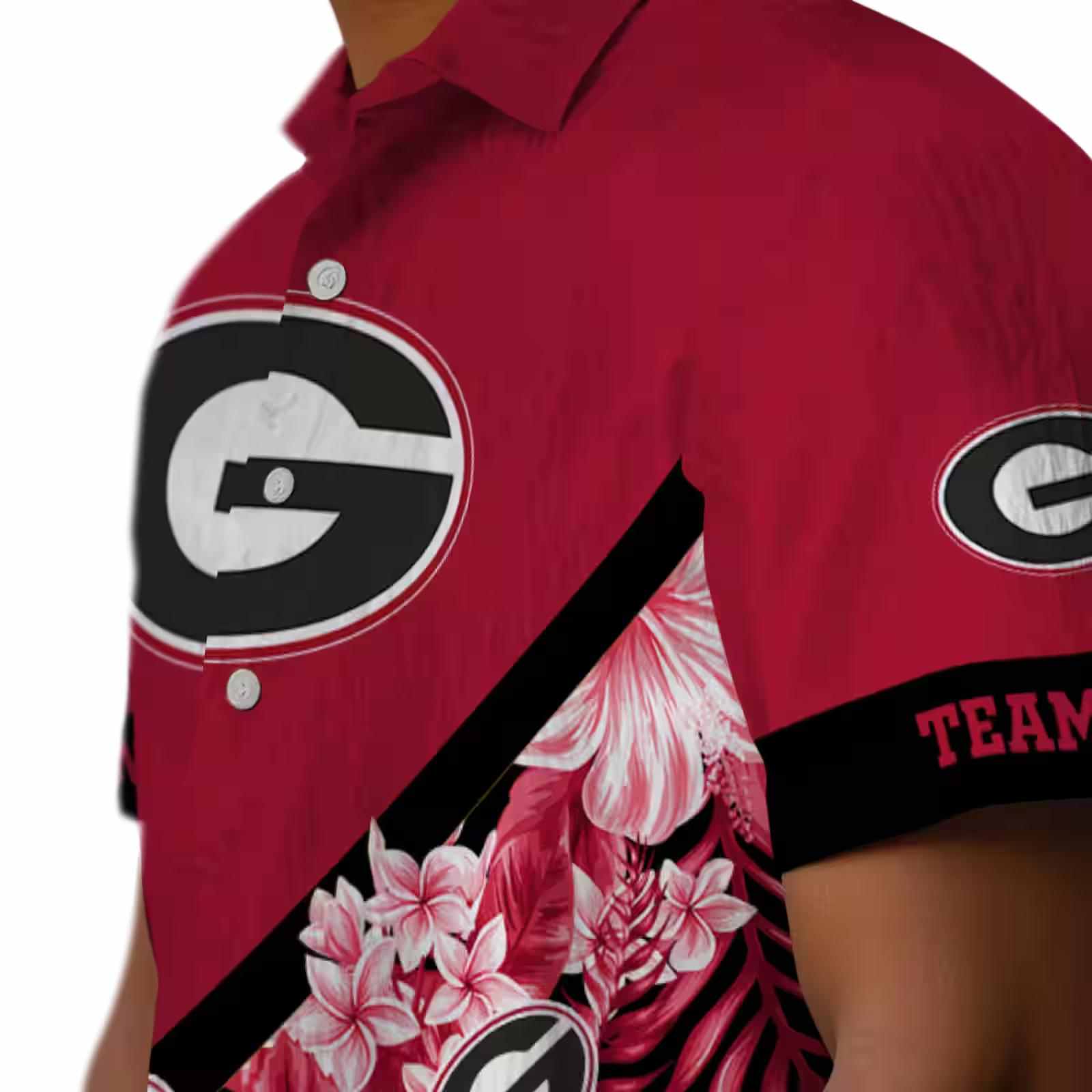 customized georgia bulldogs floral chevron red hawaiian shirt trendy