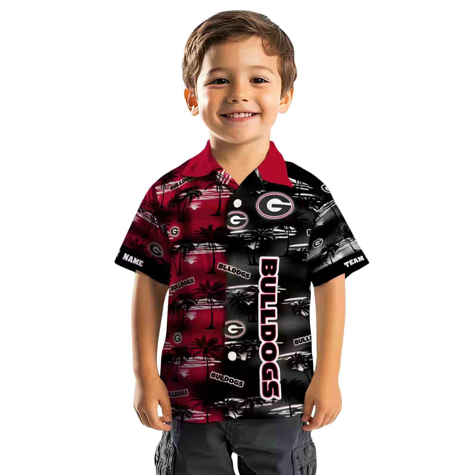 customized georgia bulldogs palm silhouettes red hawaiian shirt top rated