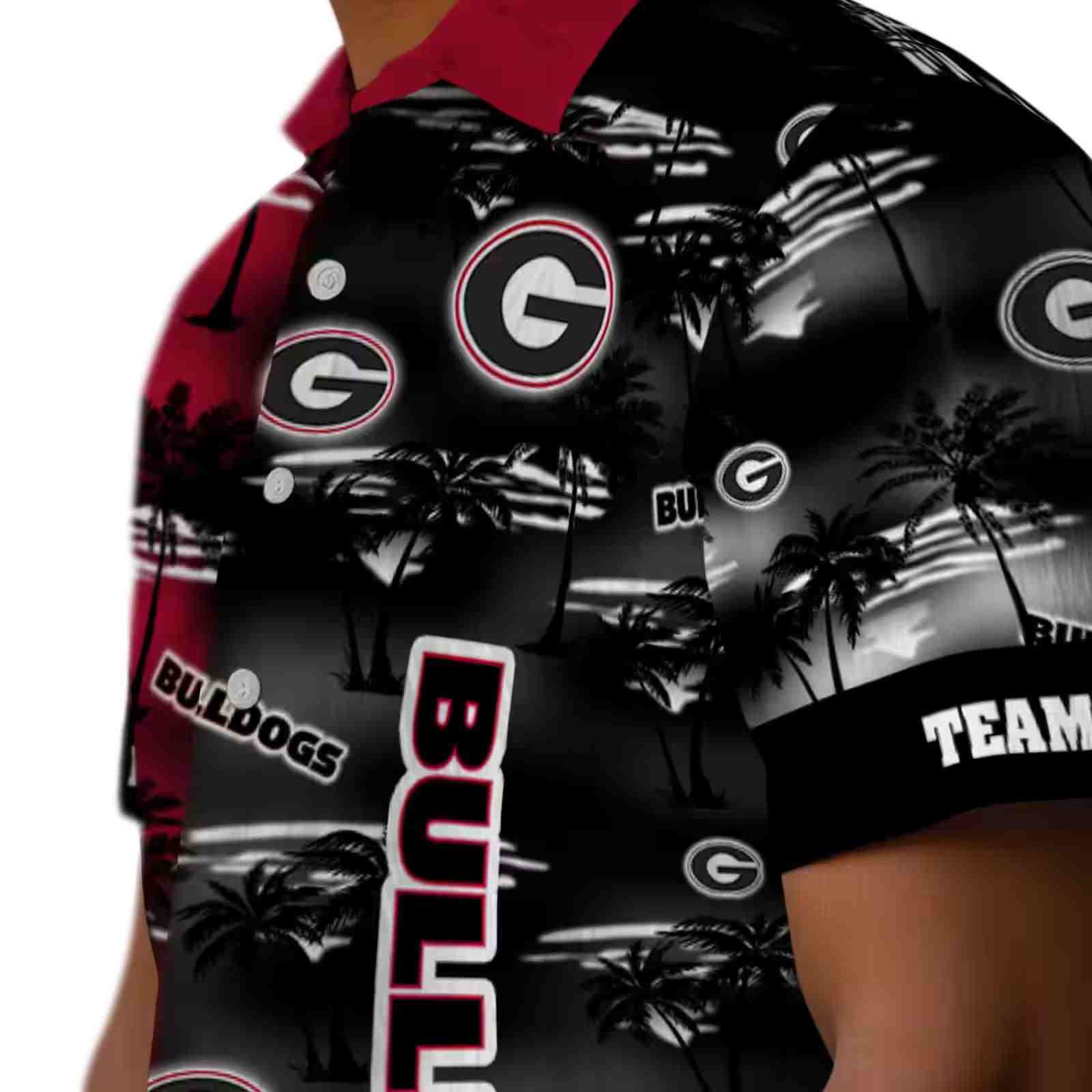 customized georgia bulldogs palm silhouettes red hawaiian shirt trendy