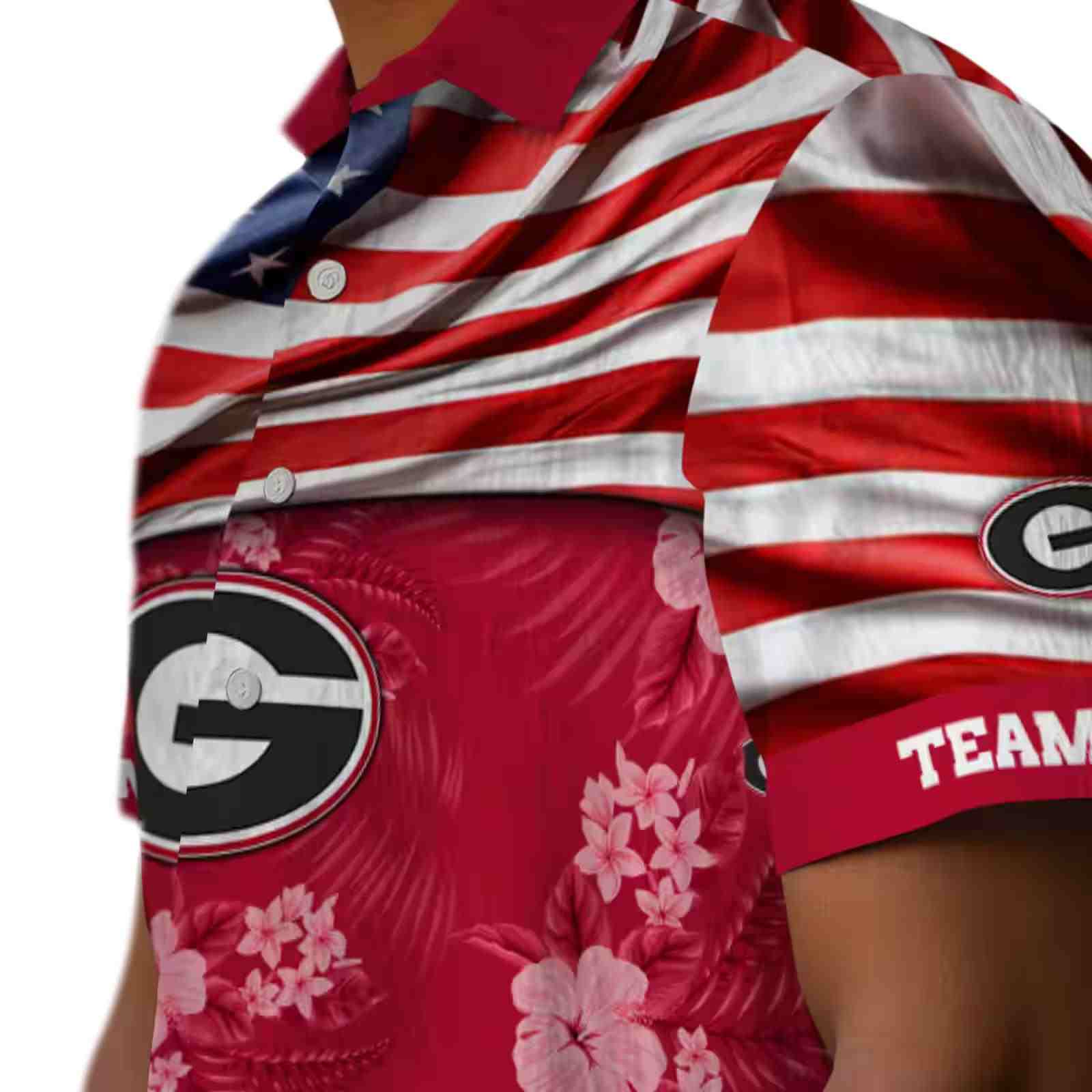 customized georgia bulldogs us flag hibiscus red hawaiian shirt trendy