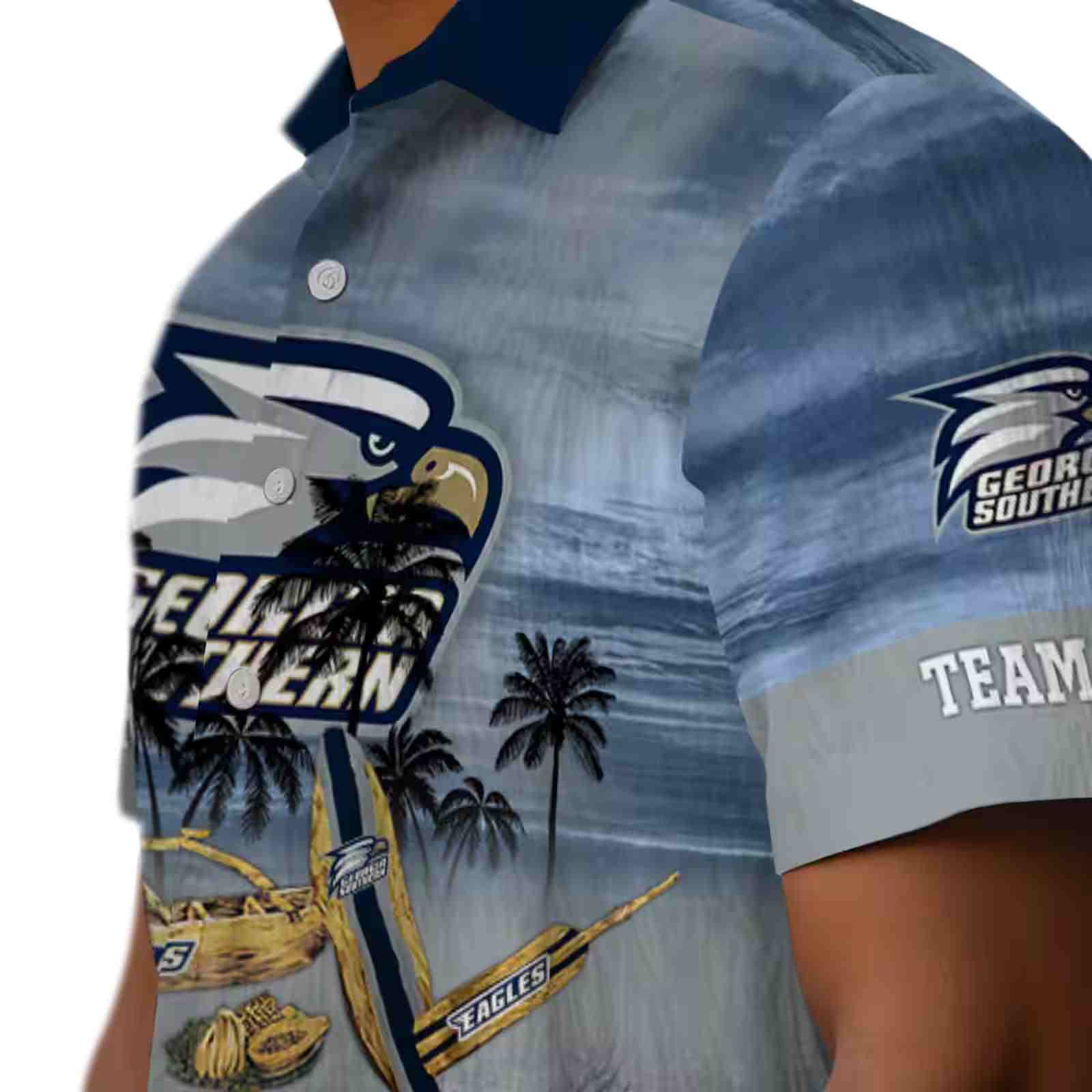 customized georgia southern eagles tropical canoe blue hawaiian shirt trendy