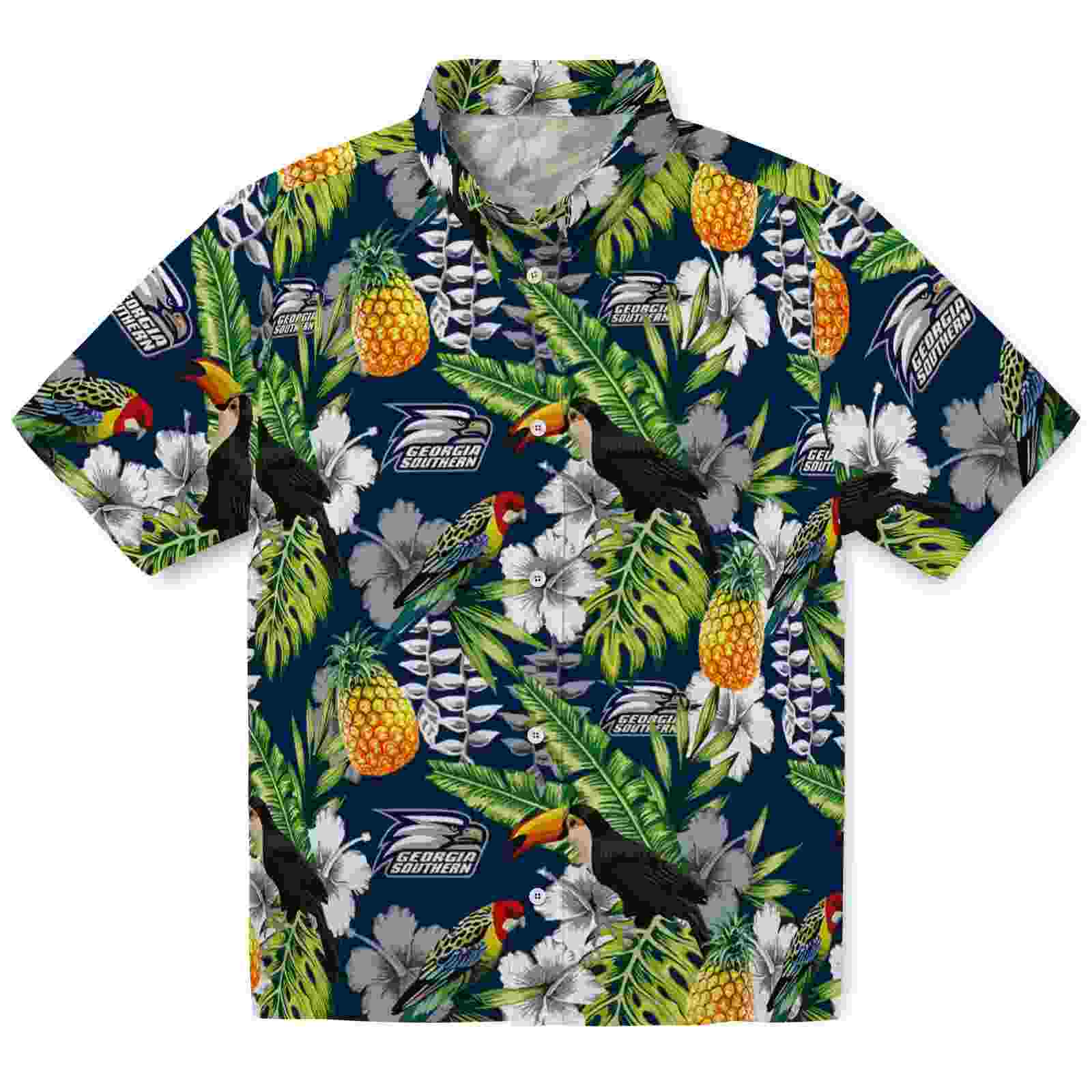 Customized Georgia Southern Eagles Tropical Toucan Blue Green Hawaiian Shirt