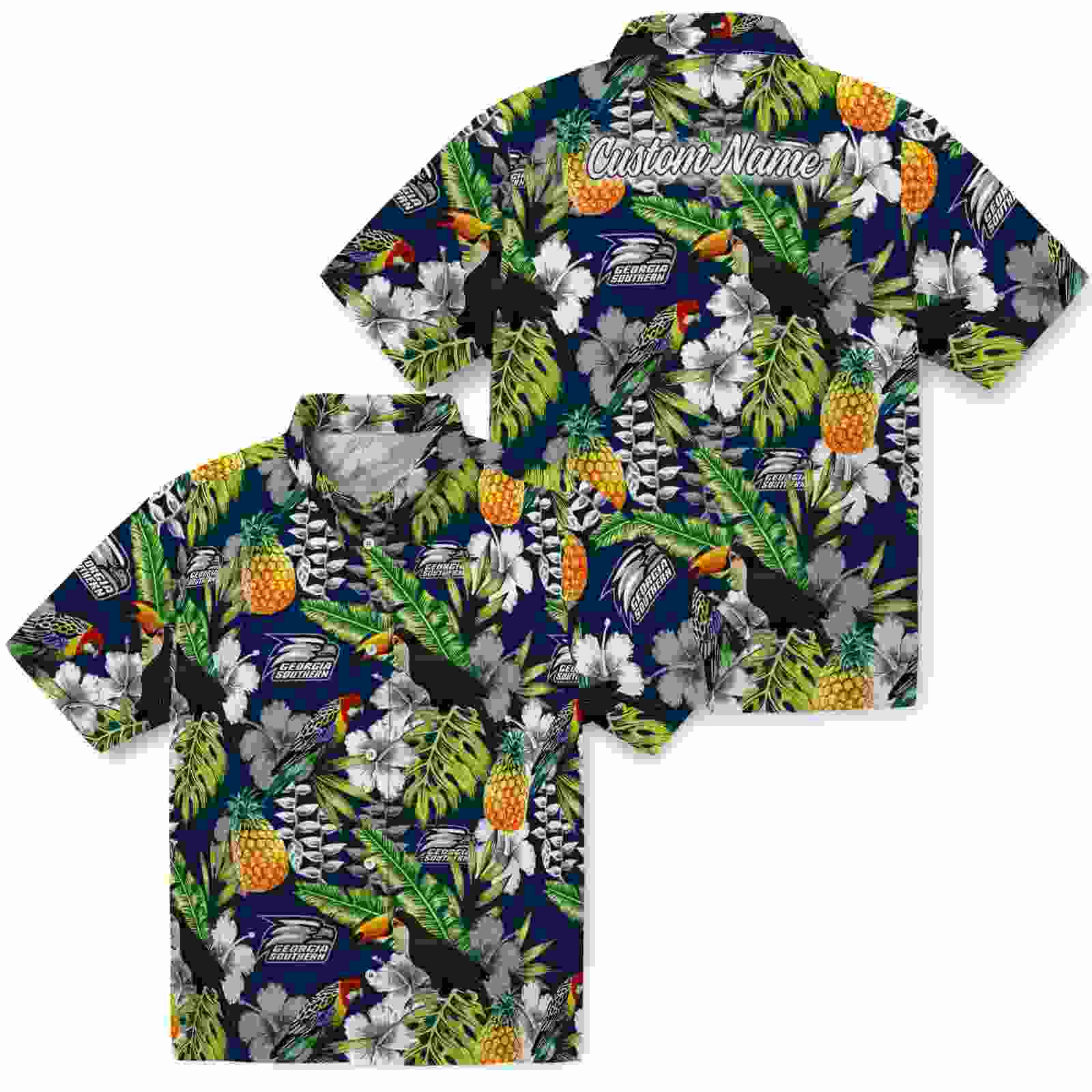 customized georgia southern eagles tropical toucan blue green hawaiian shirt high quality