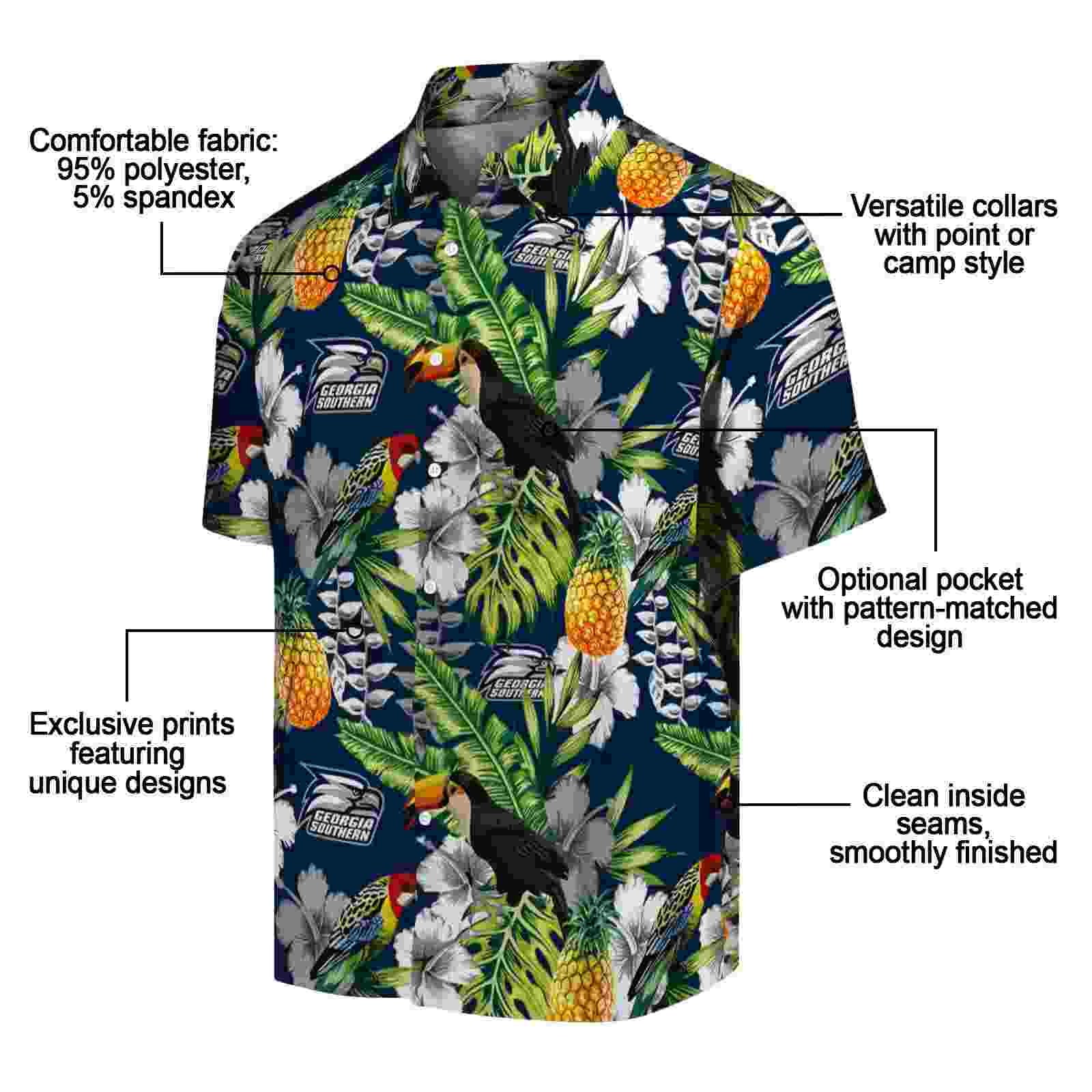 customized georgia southern eagles tropical toucan blue green hawaiian shirt new arrival