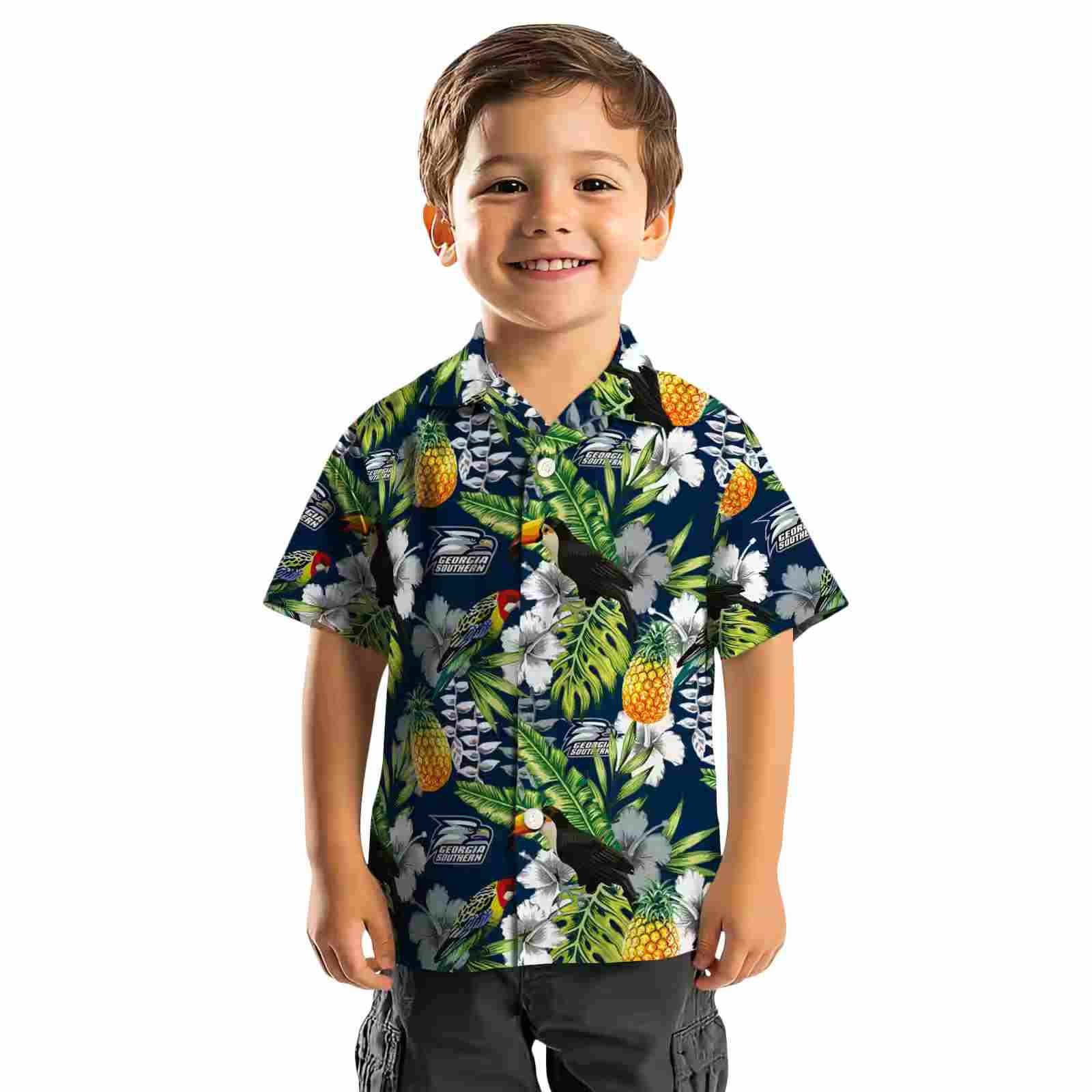 customized georgia southern eagles tropical toucan blue green hawaiian shirt top rated