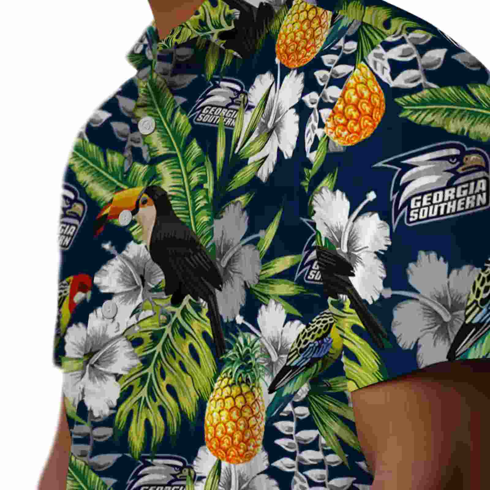 customized georgia southern eagles tropical toucan blue green hawaiian shirt trendy