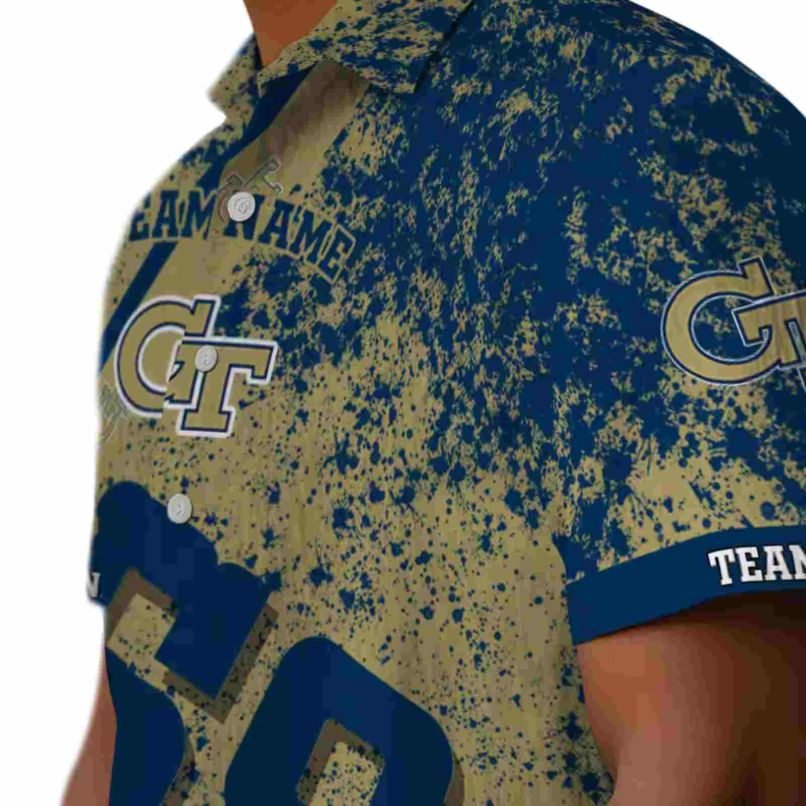 customized georgia tech yellow jackets star stripes gold hawaiian shirt trendy