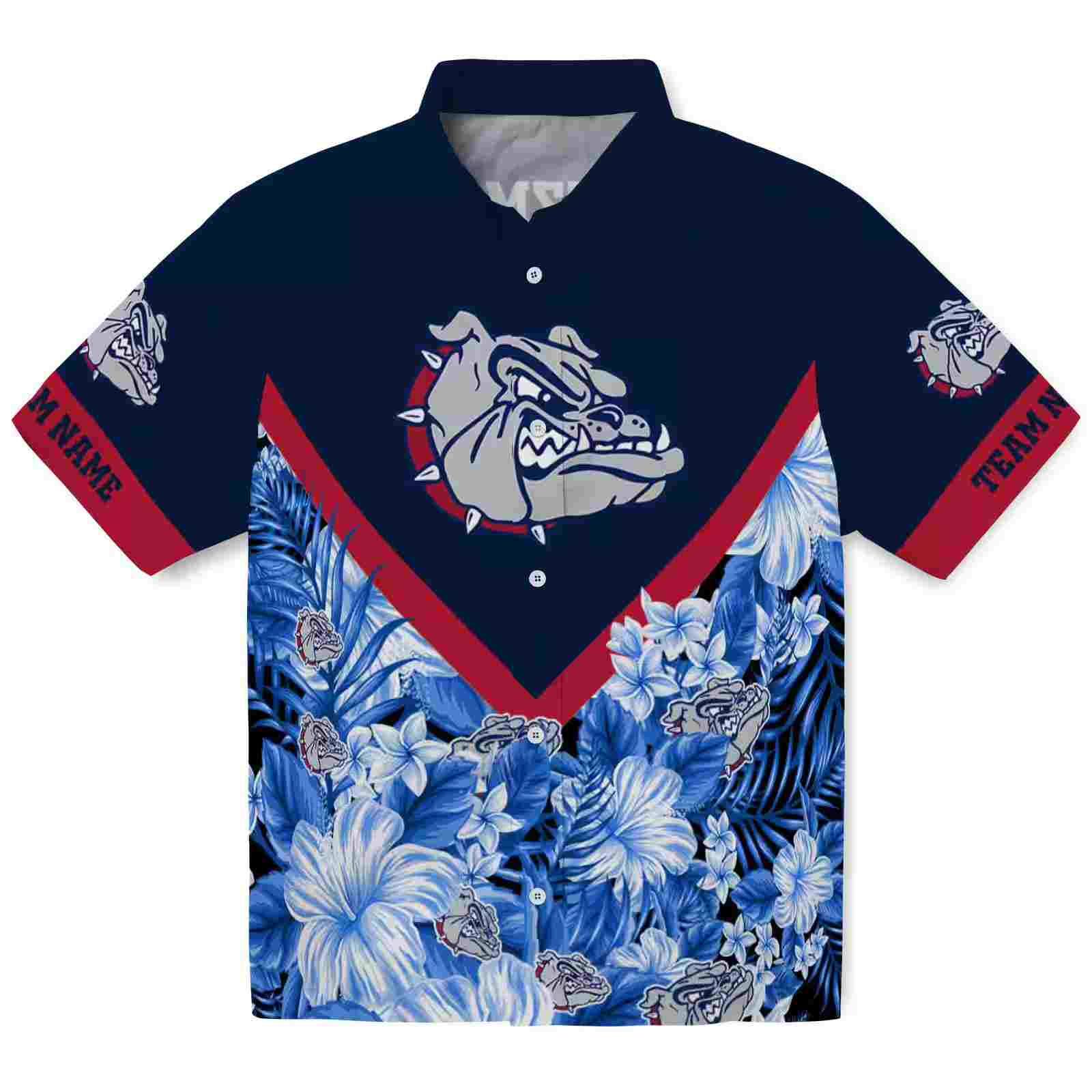 Customized Gonzaga Bulldogs Floral Chevron Blue Hawaiian Shirt