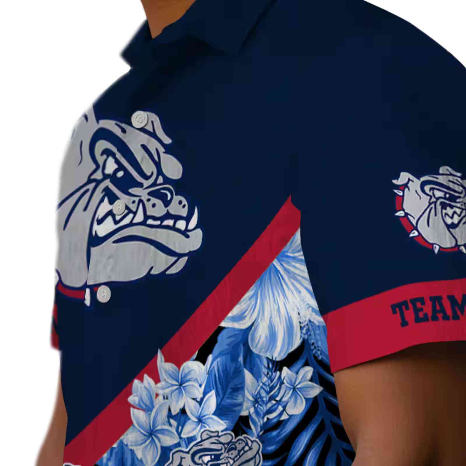 customized gonzaga bulldogs floral chevron blue hawaiian shirt trendy