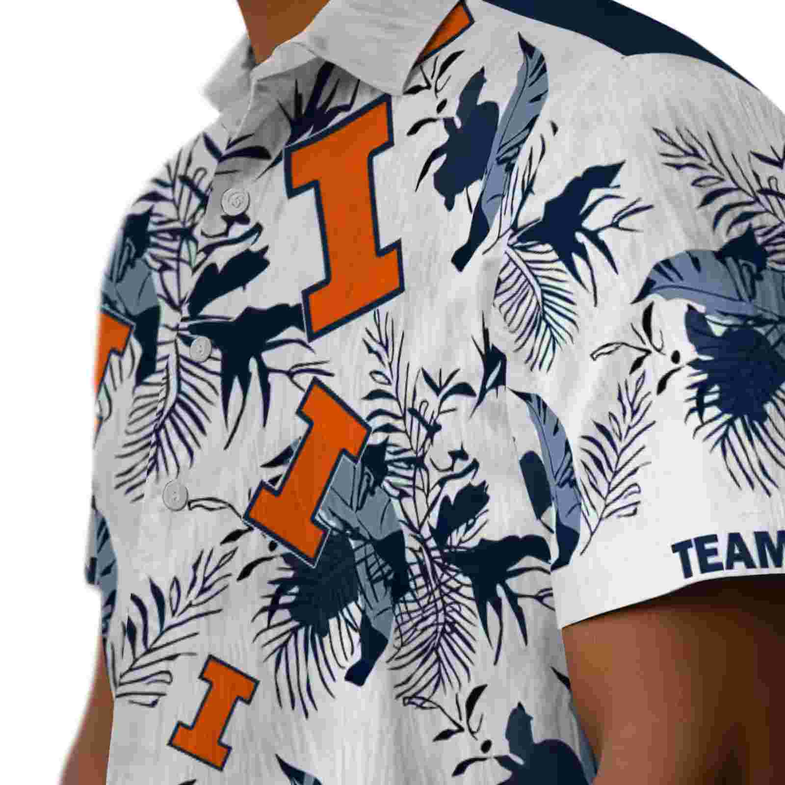 customized illinois fighting illini botanical theme blue white hawaiian shirt trendy