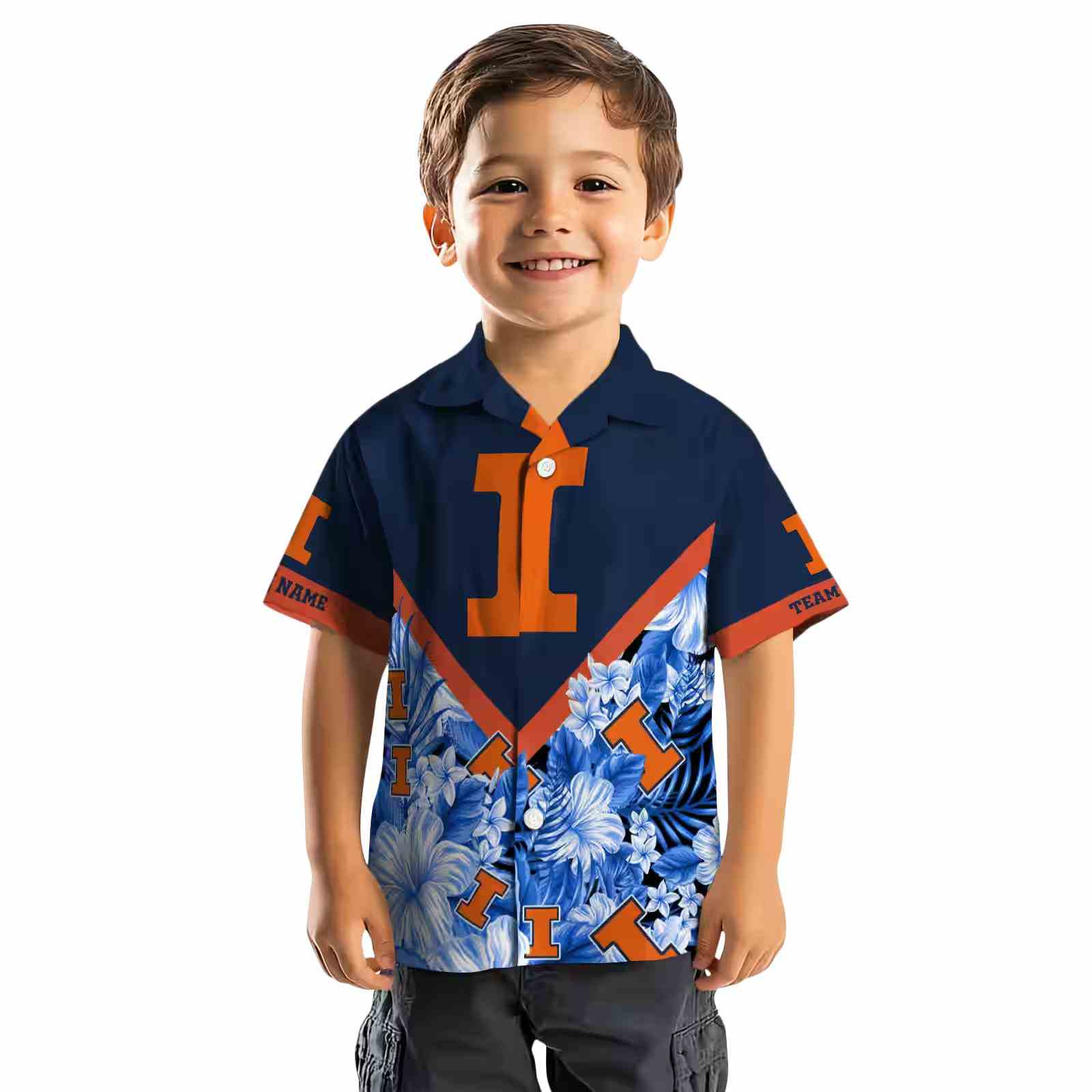 customized illinois fighting illini floral chevron blue hawaiian shirt top rated