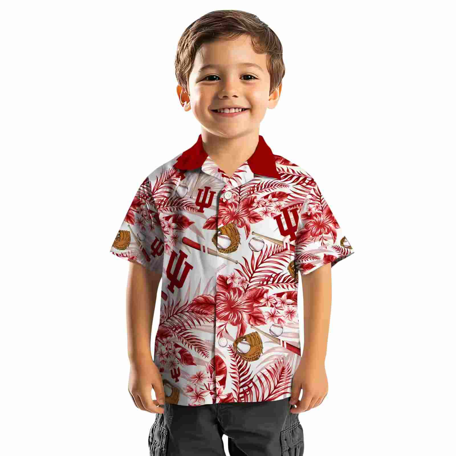 customized indiana hoosiers floral baseball red white hawaiian shirt top rated