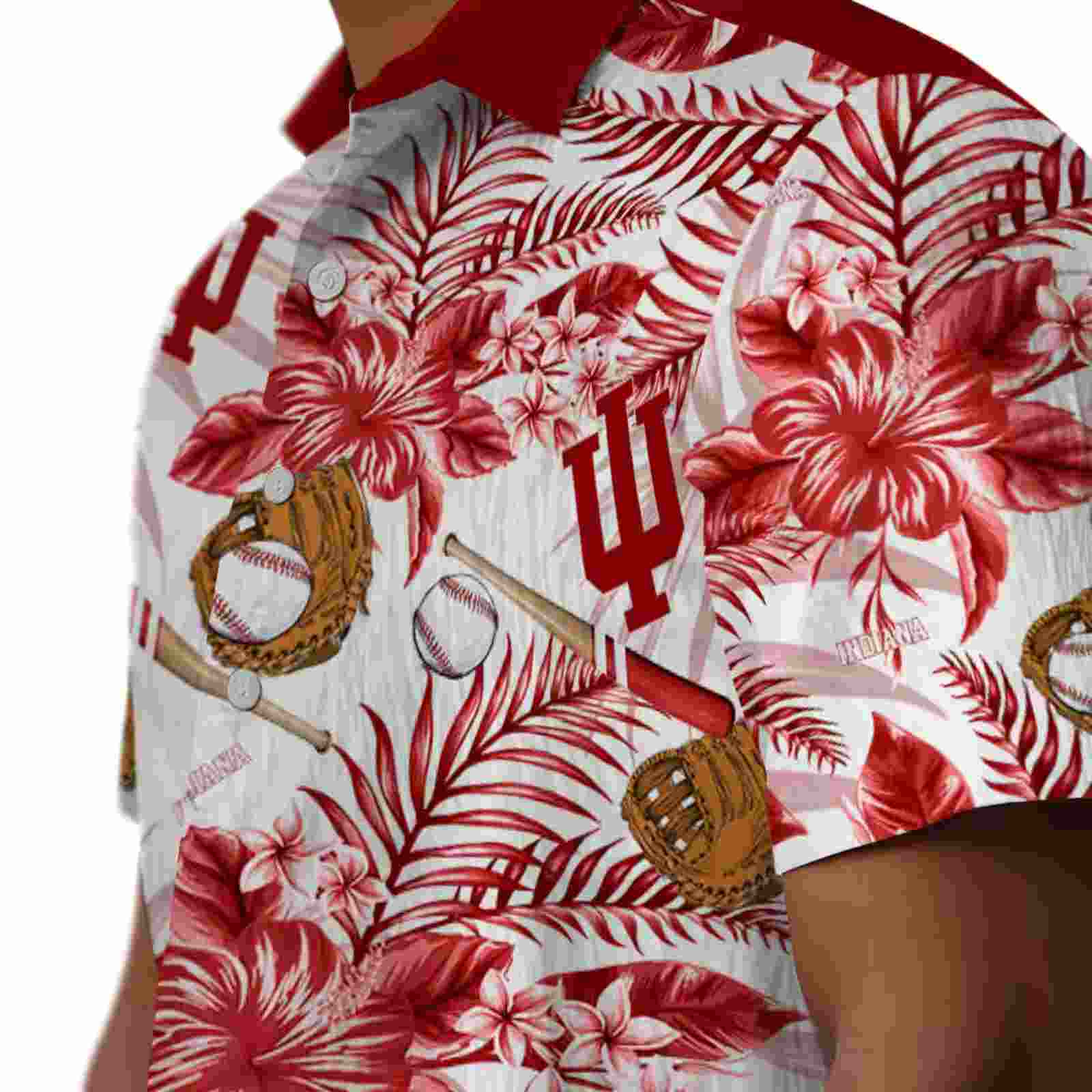 customized indiana hoosiers floral baseball red white hawaiian shirt trendy